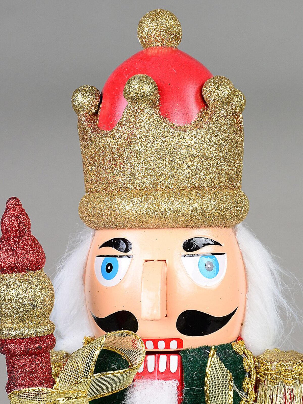 39cm Classic Nutcracker With Finial Staff Decorative Ornament
