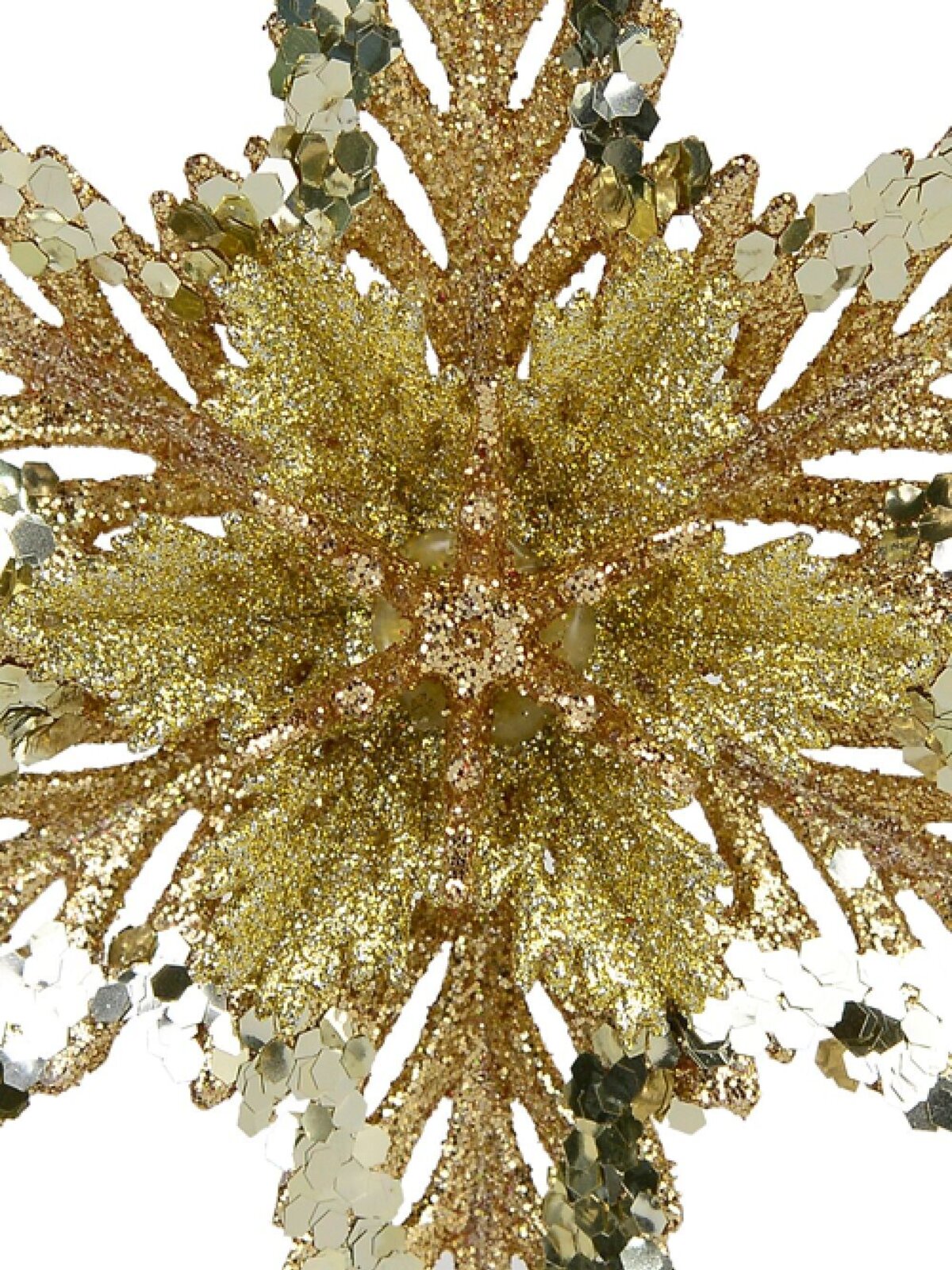 3D Layered Gold Sequin Snowflake Whimsical Essential Ornament | 15cm — image 3