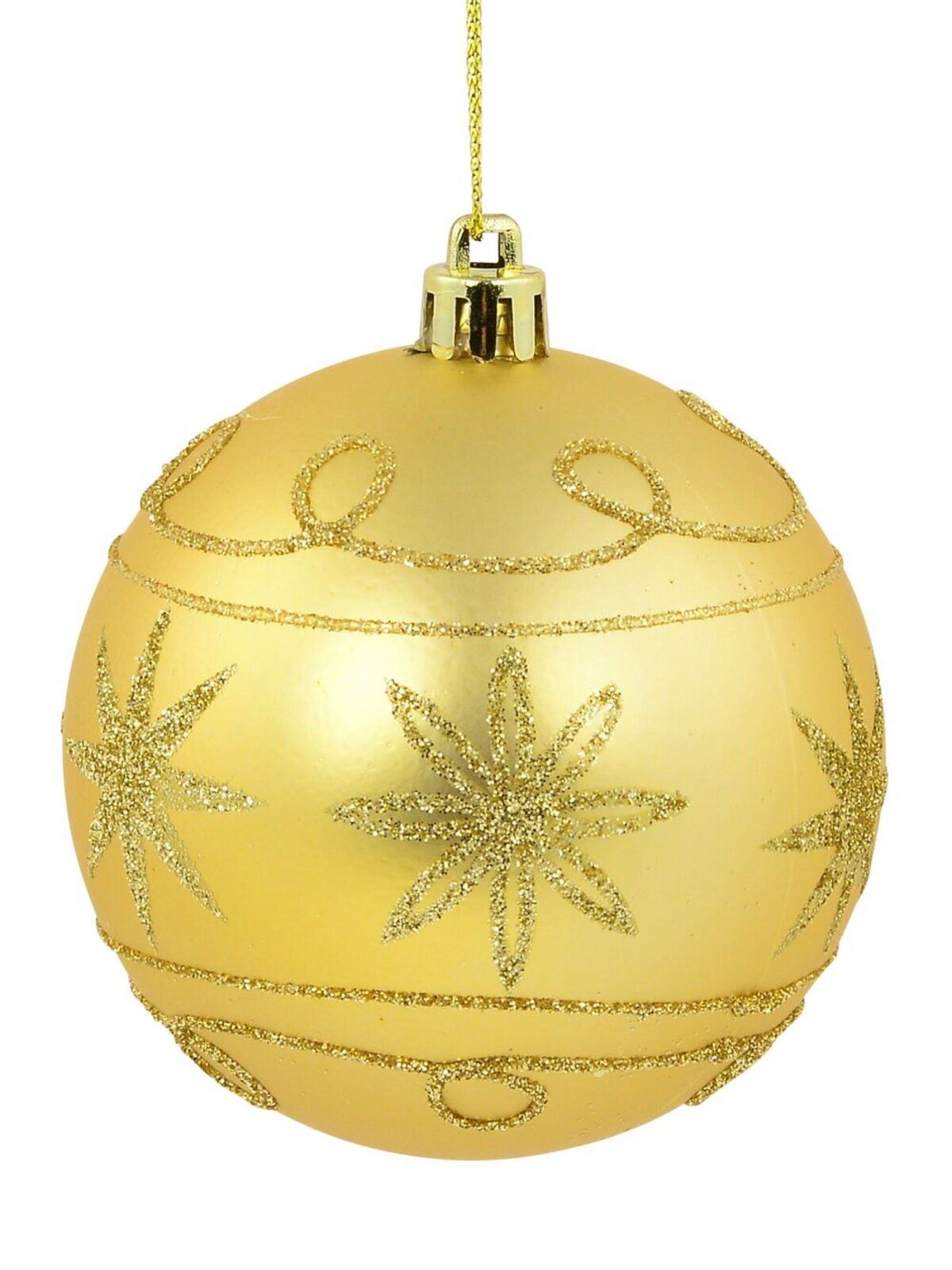 4x Timeless Pink & Gold Statement Glitter Star & Swirl Ball Bauble | 80mm