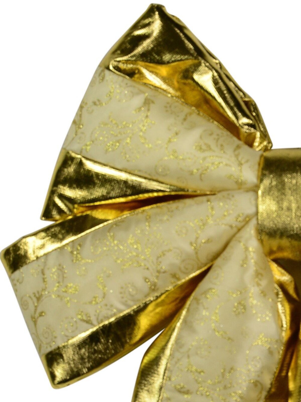 50cm Champagne & Gold Glitter Floral Pattern Monumental Bow — image 2