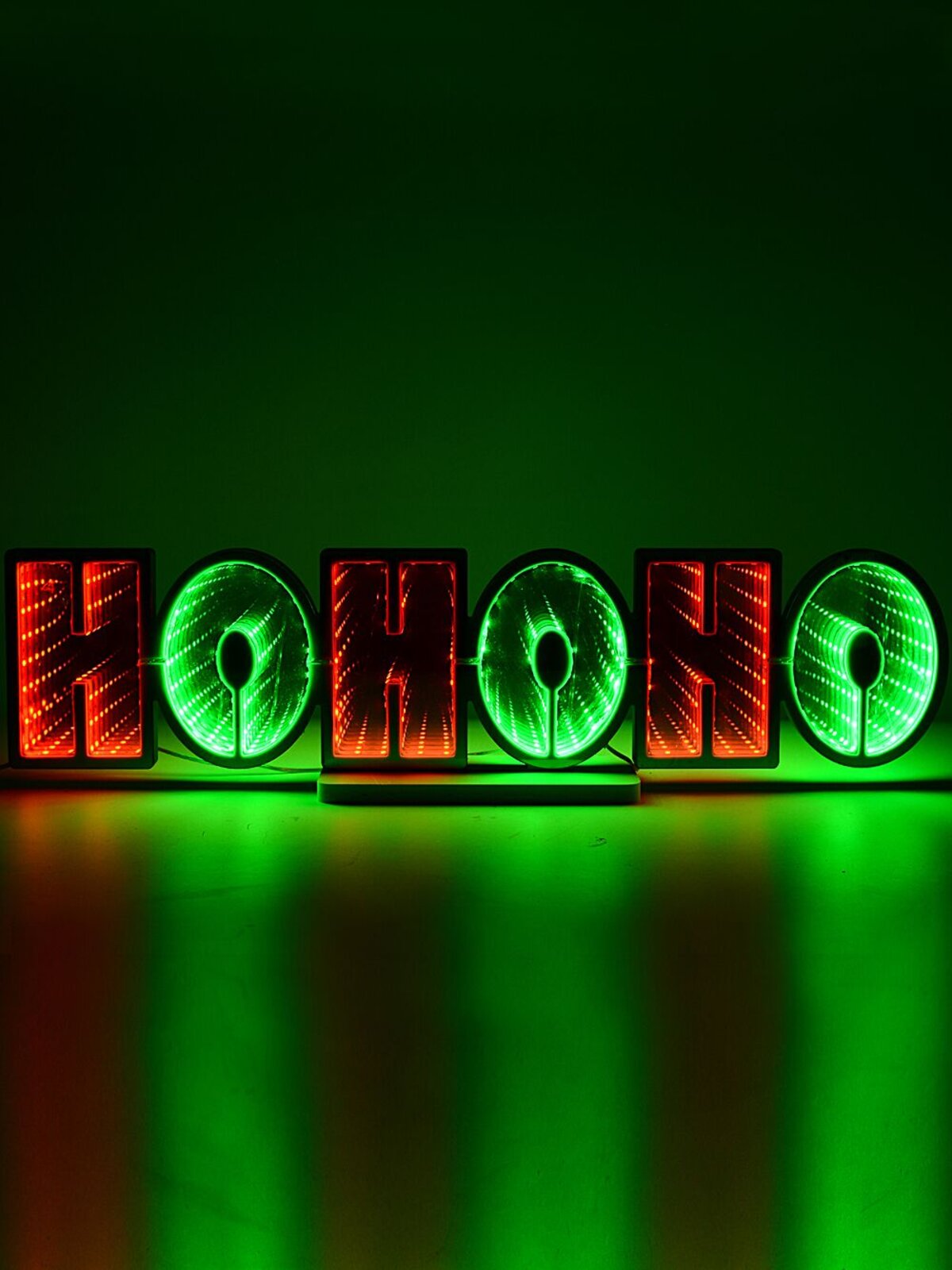 60cm Outdoor HO HO HO Infinity Mirror Red & Green LED Light Display — image 6