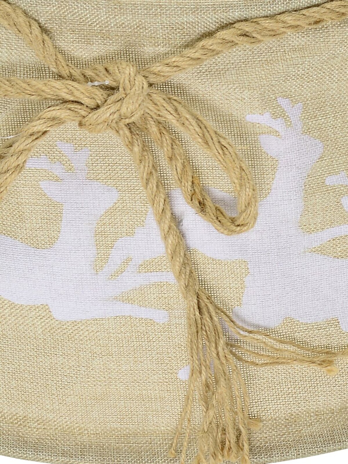 62cm Burlap & Prancing Reindeer Christmas Tree Collar With Rope Bow — image 3