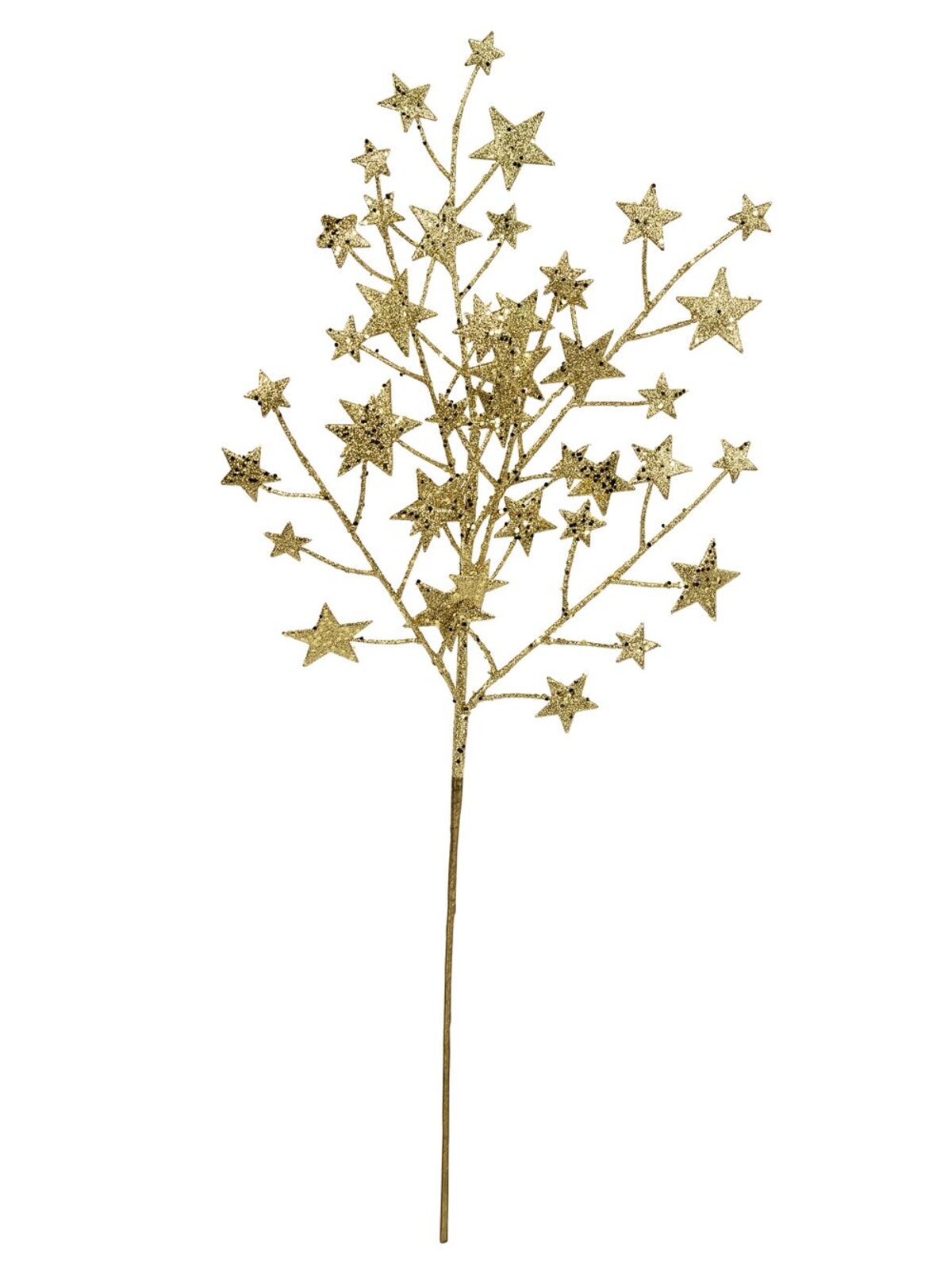Gold Glitter & Sequin Stars Spray Long Christmas Stem | 62cm — image 3