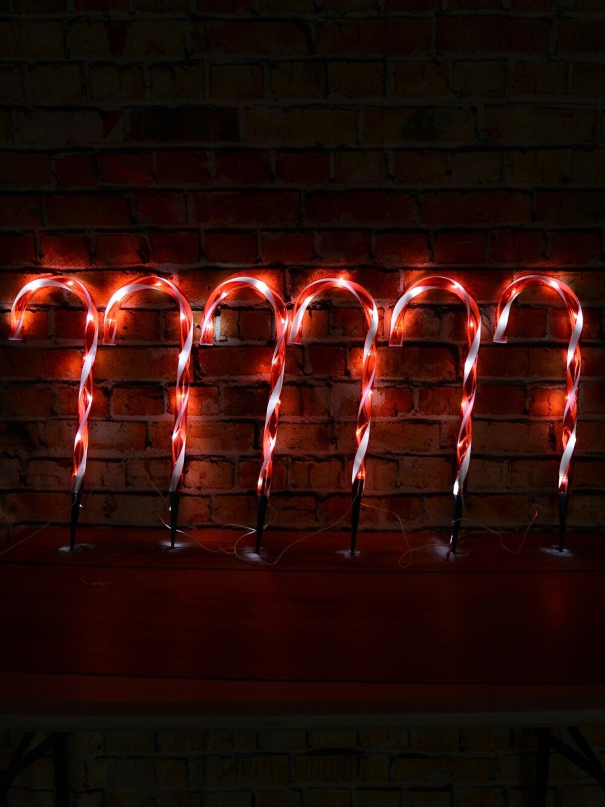 6x LED Christmas Candy Cane Path Lights - Red & White Garden Stakes | 54cm — image 2