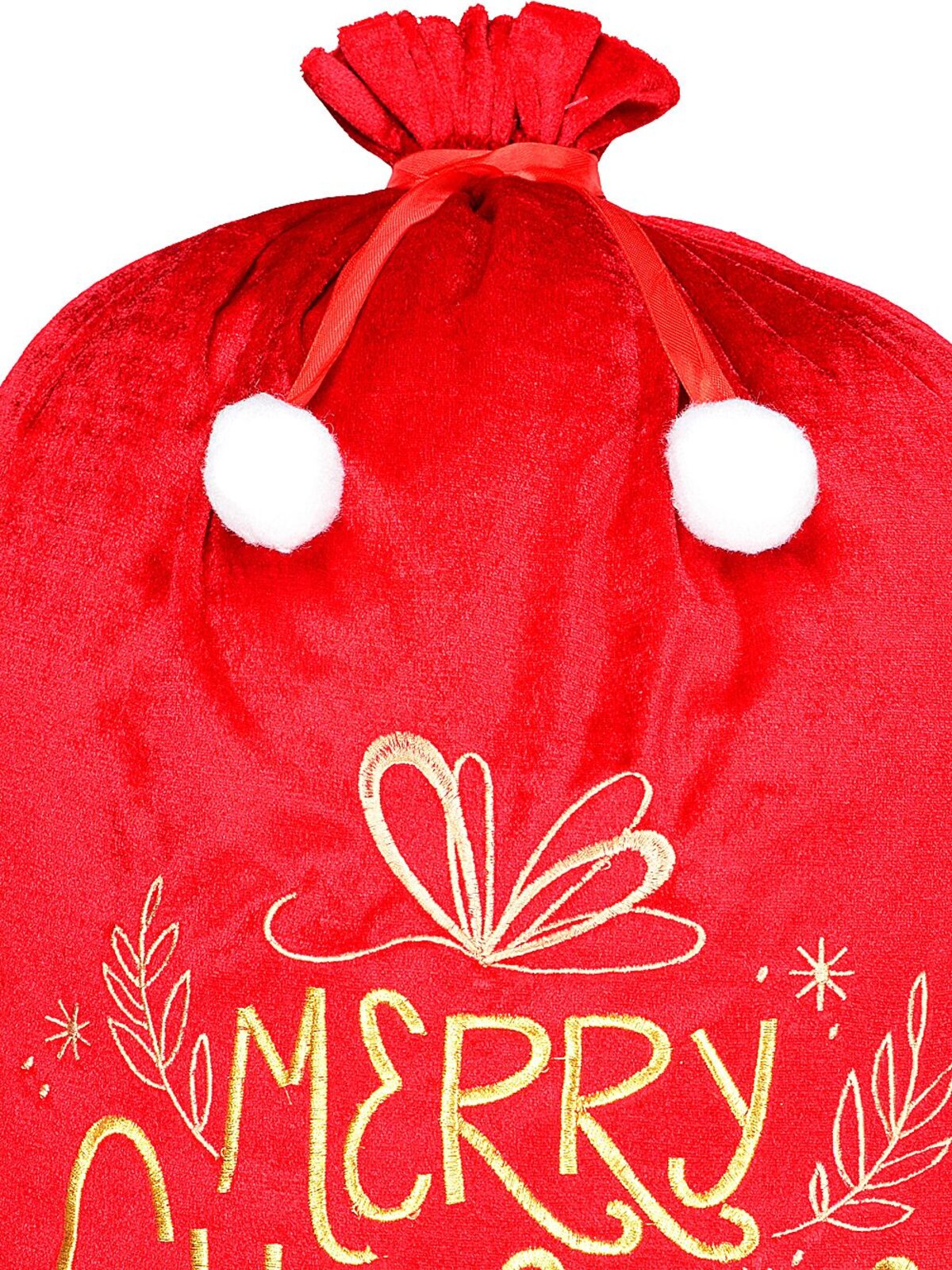 Red Velvet Merry Christmas & Decorations Gold Embroidered Santa Sack | 70cm — image 3