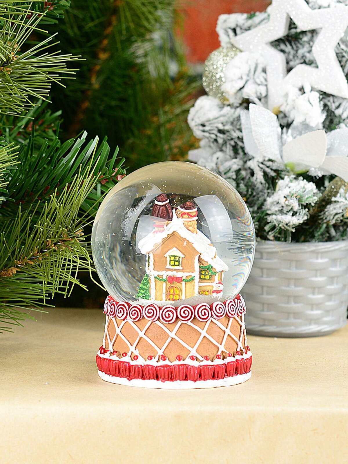 Gingerbread House Mini Christmas Waterball Snow Globe | 60mm — image 2