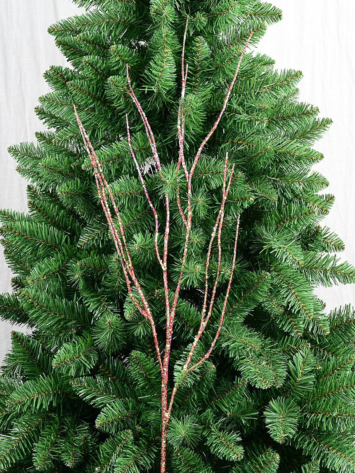 Pink Iridescent Glitter & Sequin Twig Spray Long Christmas Stem | 90cm — image 3