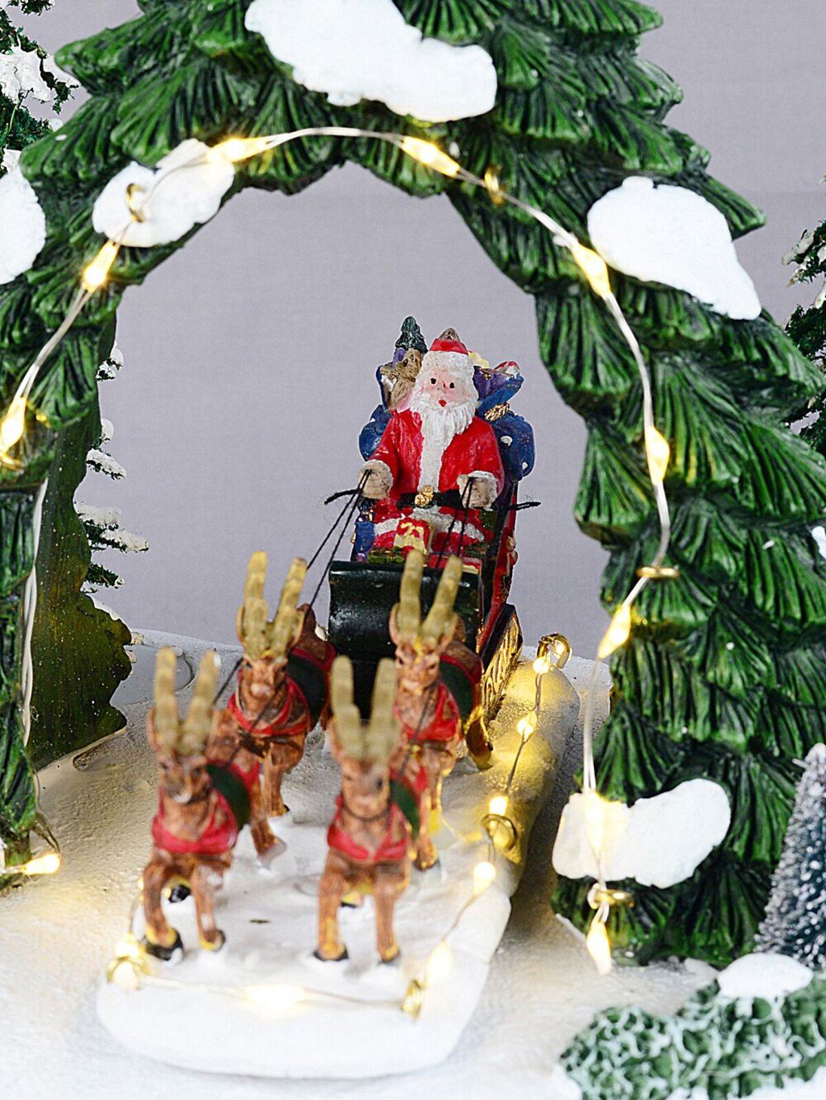Animated Musical Santa, Sleigh & Reindeer Under LED Arch | 24cm — image 4