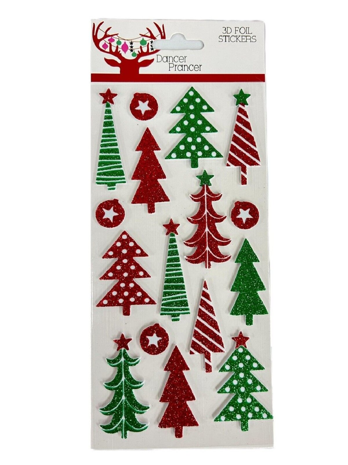 Assorted Christmas Tree Or Stocking Foil Stickers With Glitter — image 3