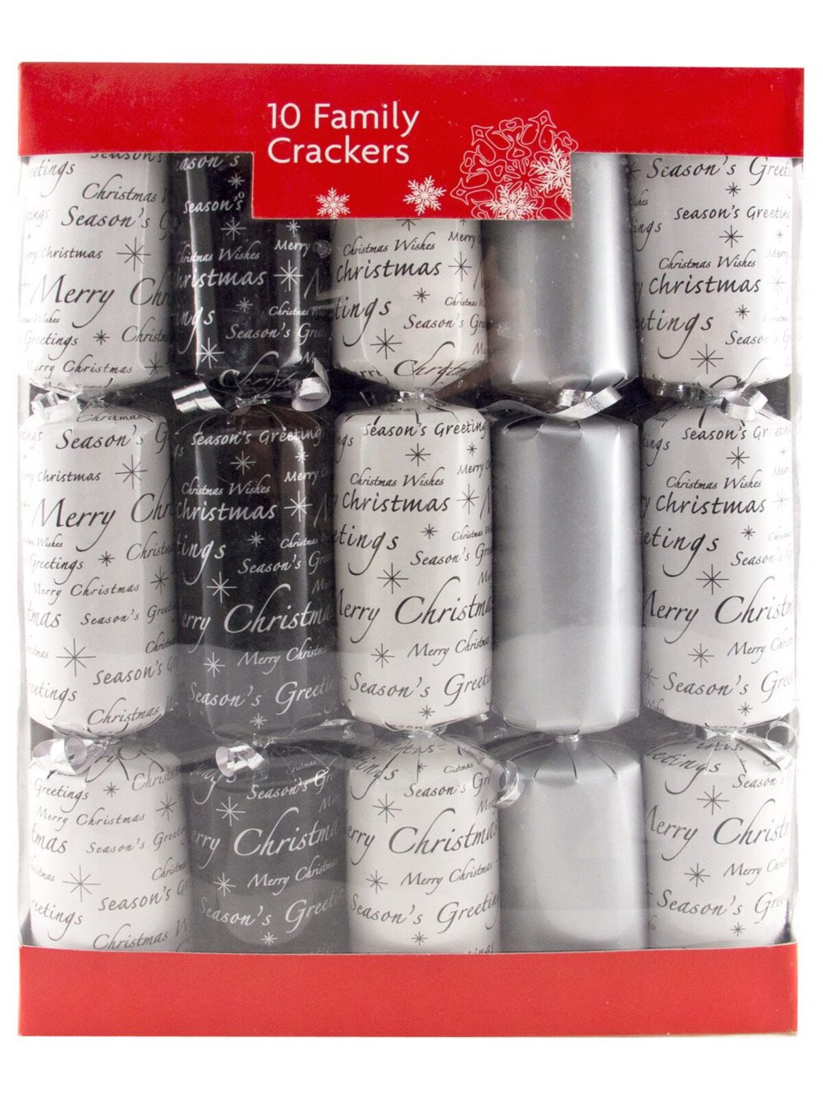Black, Silver & White With Christmas Greeting Pattern Bon Bons - 10 x 30cm — image 2