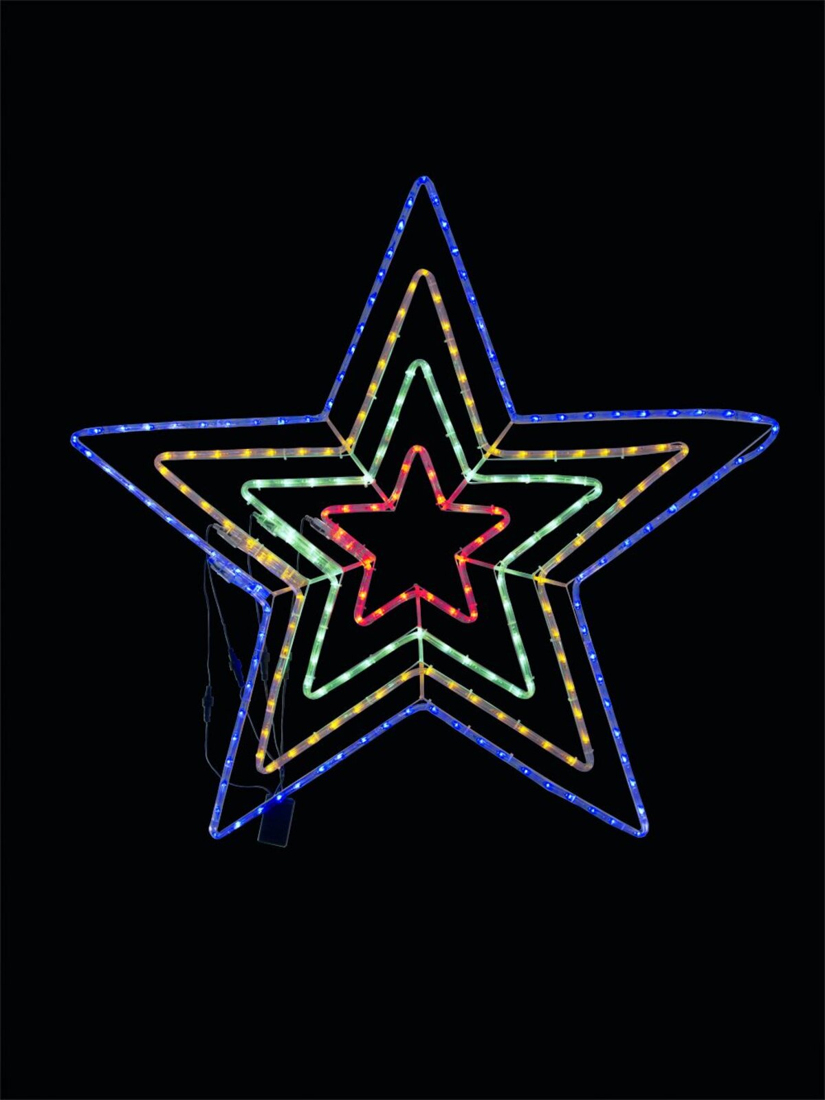 Blue, Orange, Green & Red Quadruple Star Rope LED Light Silhouette - 1.1m — image 2
