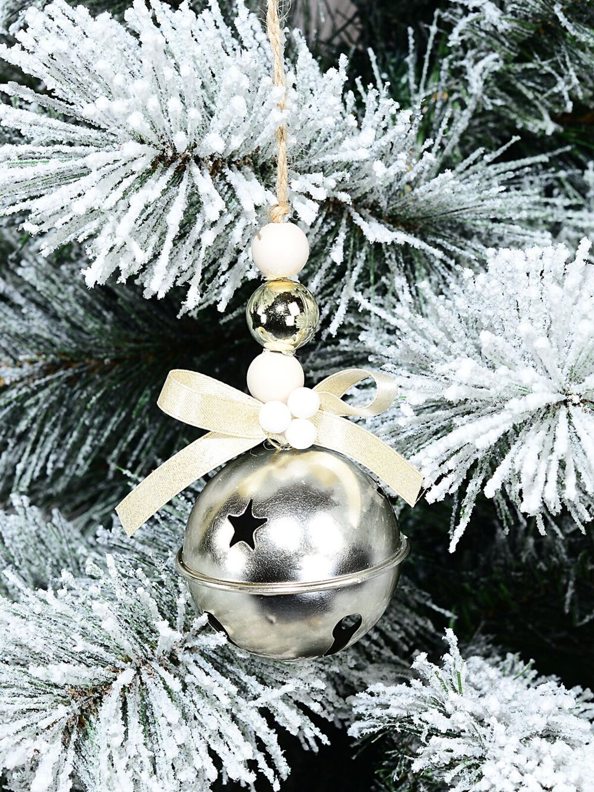 Champagne & Cream Whimsical Essential Tinkling Jingle Bell Bauble | 65mm — image 2
