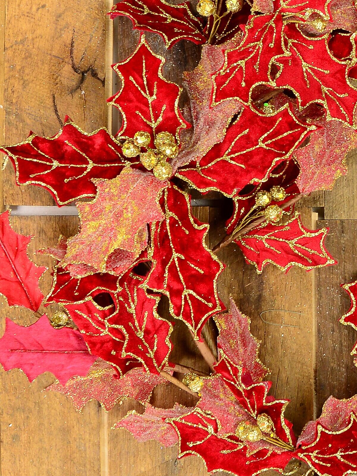 Decorative Red Poinsettia Glittered Vine Wreath - 64cm — image 3