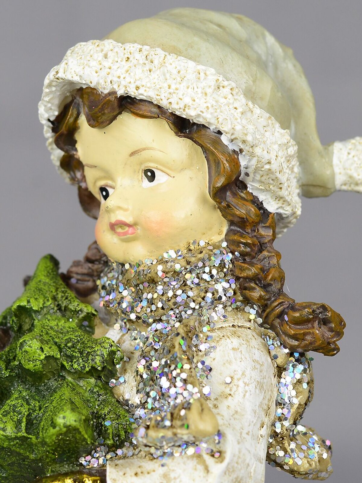 Girl with Christmas Tree Standing Ornament - 19cm