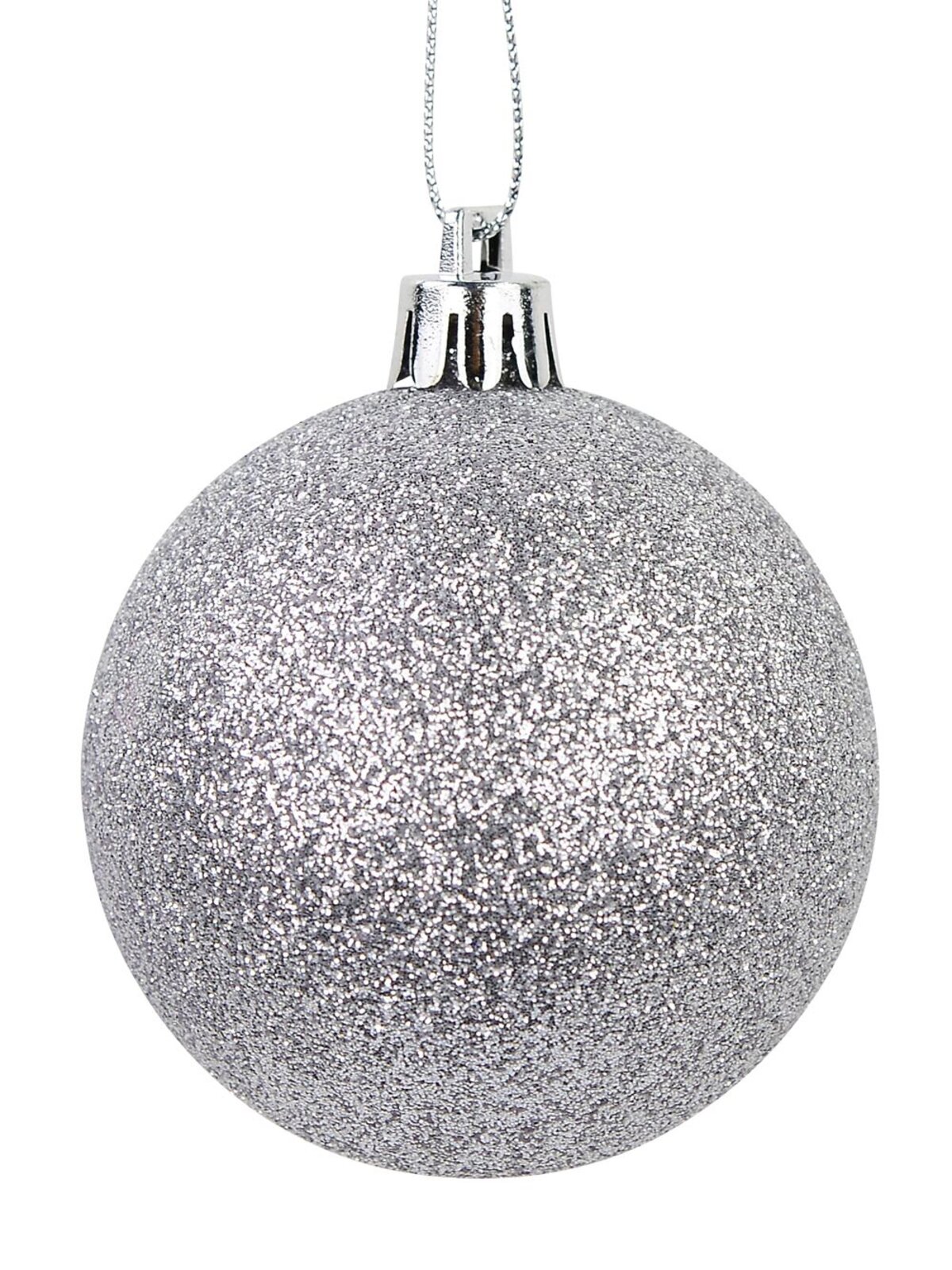Gloss, Matte, Pearl, Glittered & Striped Silver Baubles - 64 x 60mm