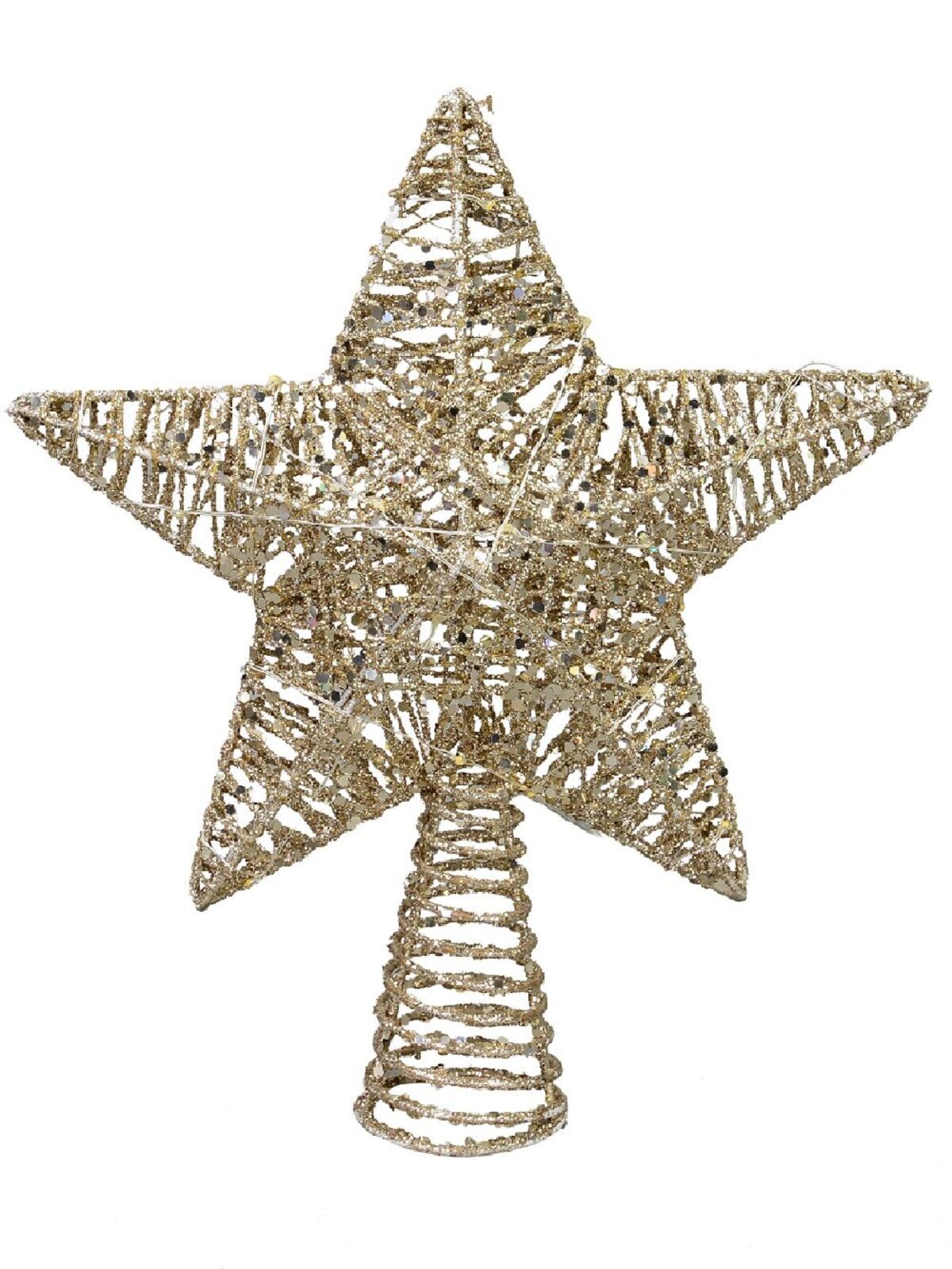 Gold Mesh Look Star Illuminated Warm White Tree Topper Ornament - 30cm — image 3