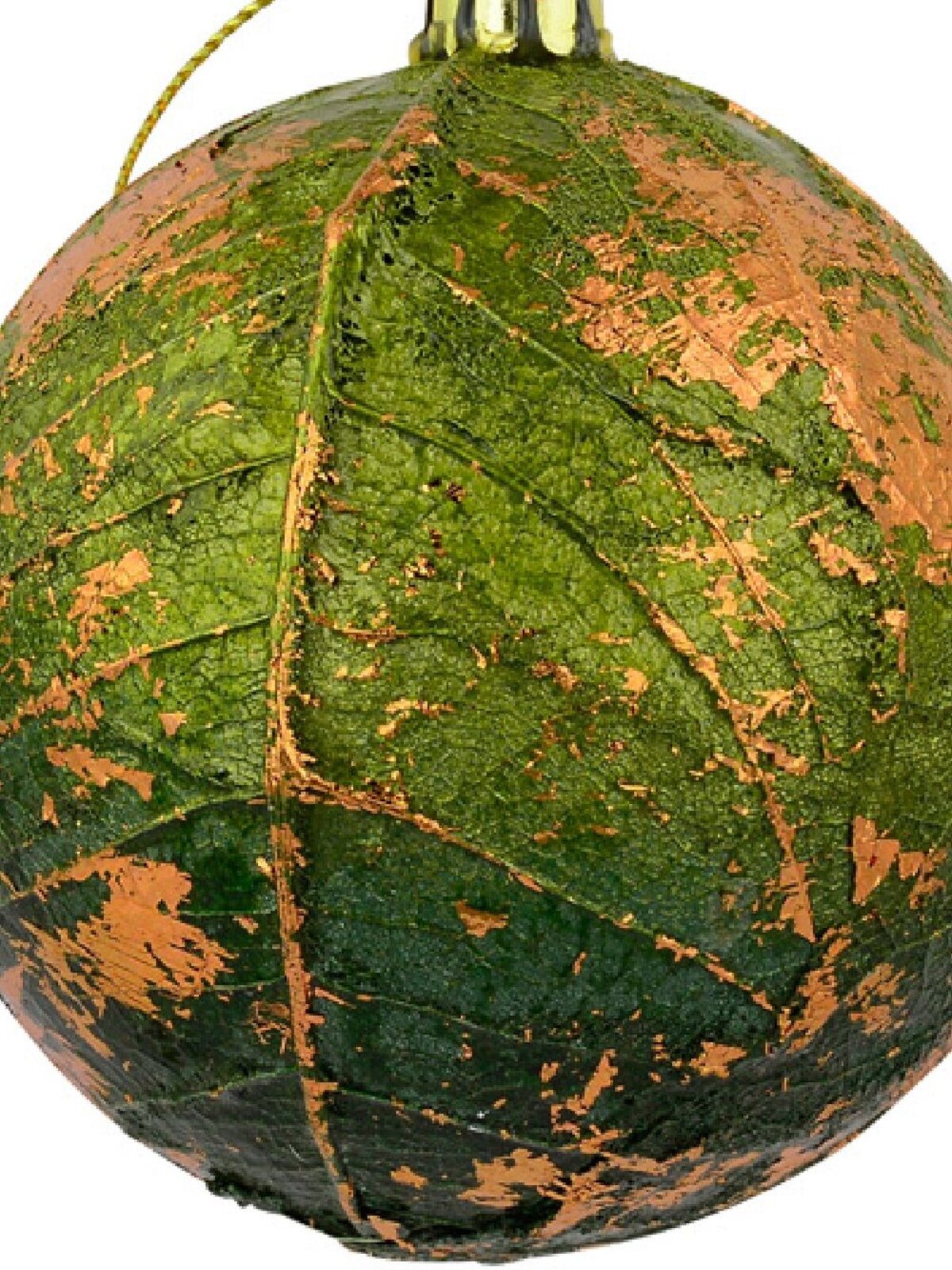 Green Leaf Like Christmas Bauble Decorations With Bronze Detailing - 2 x 80mm — image 3