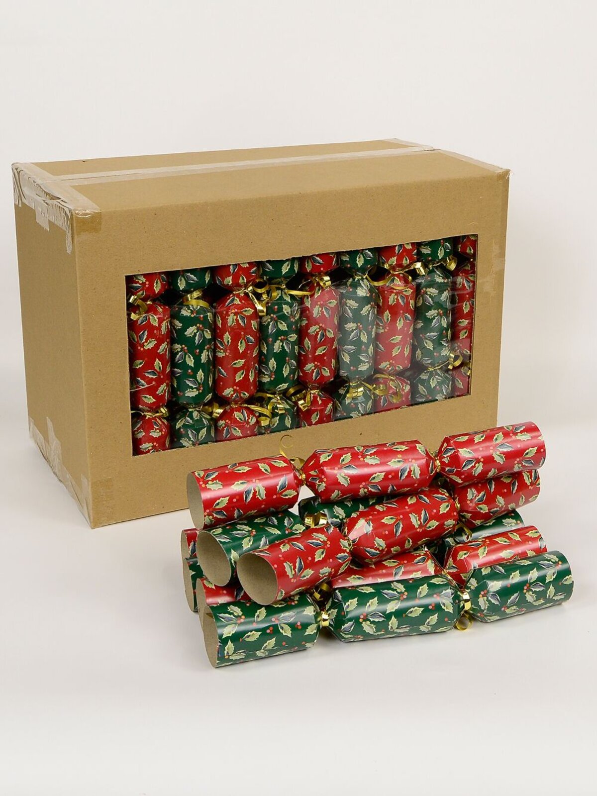 Green & Red With Leaf & Berries Design Bon Bons - 28cm x 50 Pack