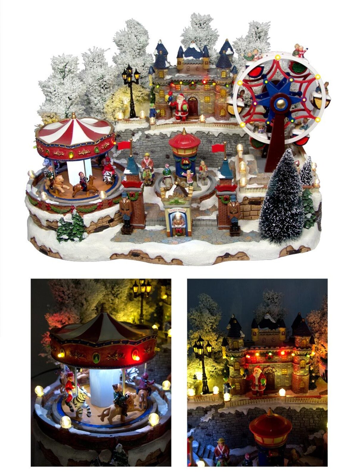 Illuminated, Animated & Musical Carousel Ferris Wheel & Magic Castle Scene - 50cm — image 2