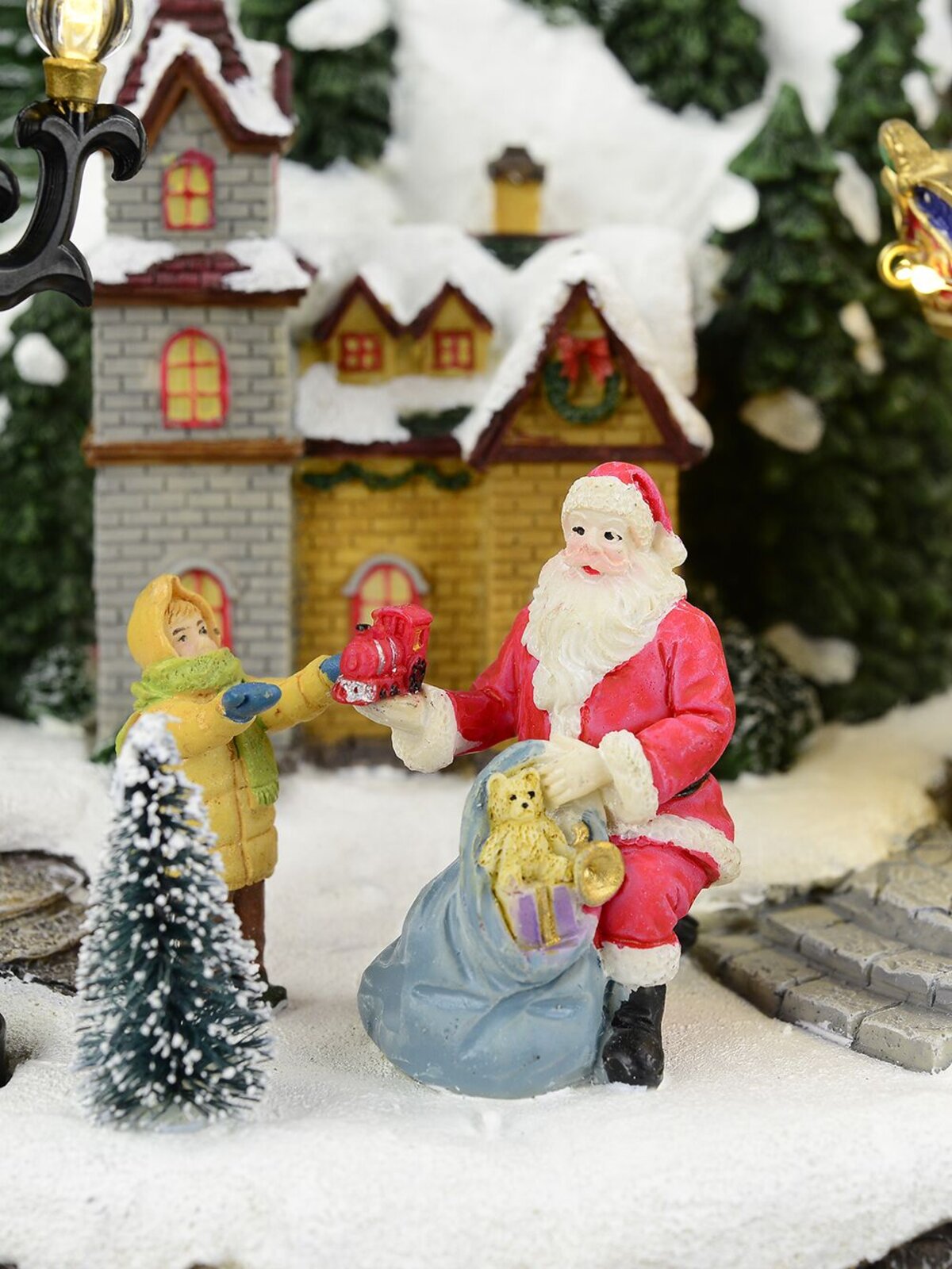 Illuminated, Animated & Musical Christmas Snowy Hillside Village Scene - 33cm — image 3