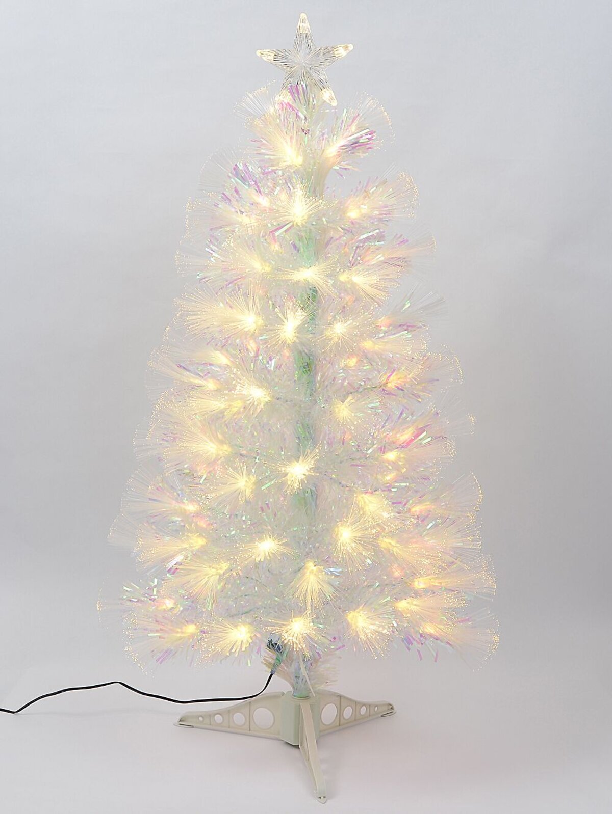 Iridescent Rainbow Effect & Warm White LED Fibre Optic Christmas Tree - 90cm — image 3
