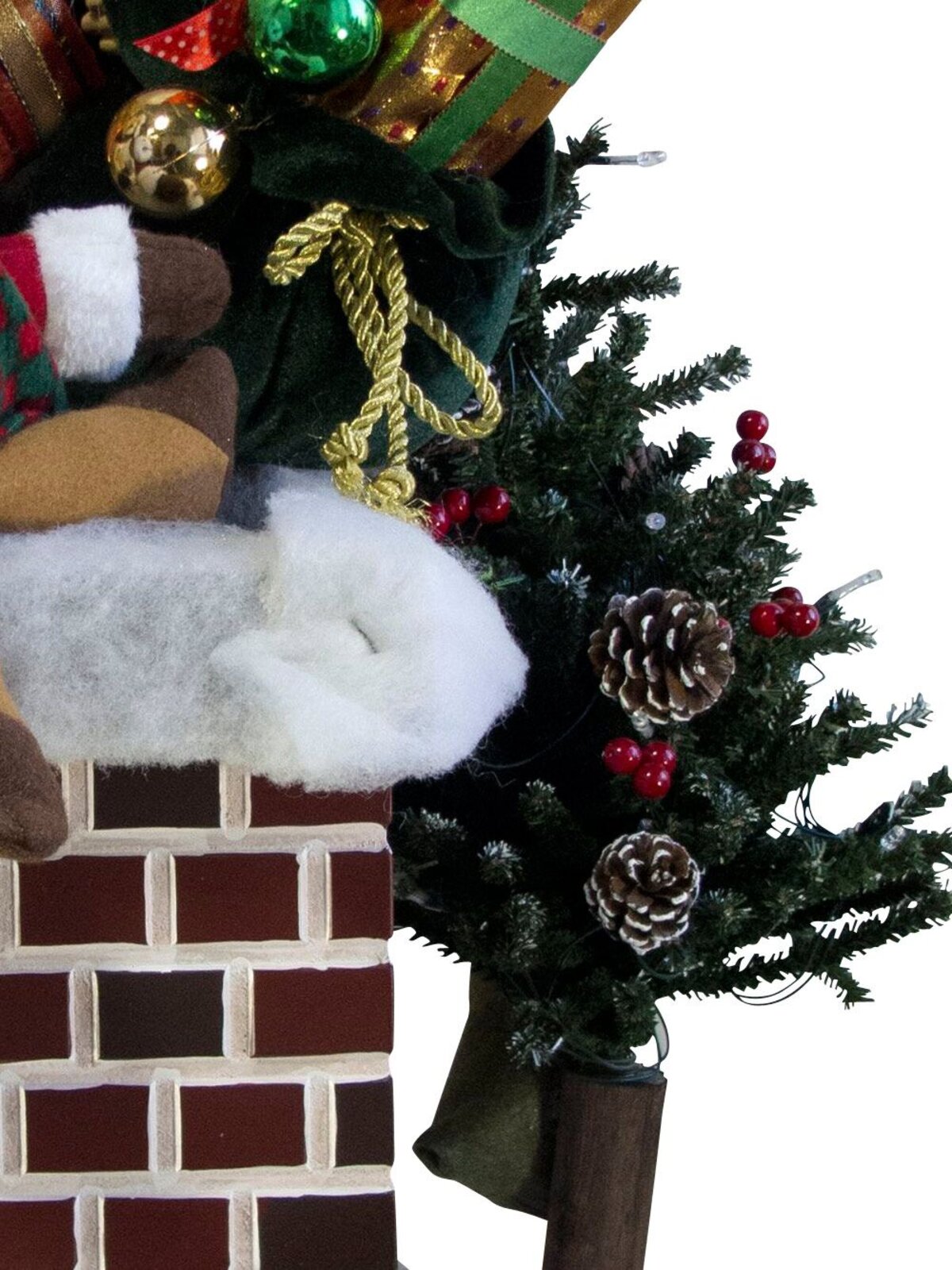 Large Decorative Santa Climbing In Chimney With Gifts & Tree - 84cm — image 10