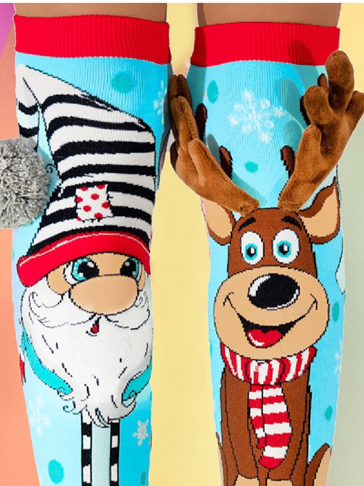 Madmia Santa & Reindeer Pattern Design Christmas Socks - One Size Fits Most — image 2