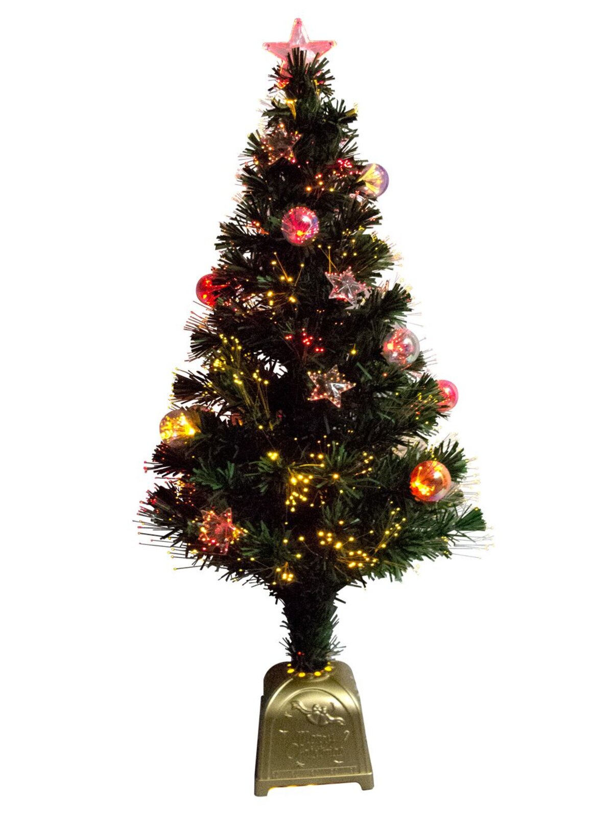 Multi Colour Fibre Optic Christmas Tree with Baubles, Stars & 150 Tips - 1.2m — image 3