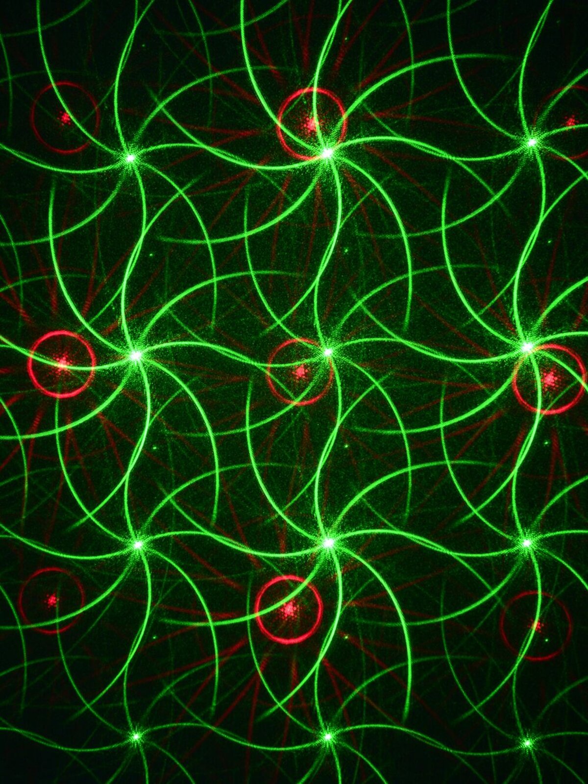 Multi Point Red & Green Flowers & Dots Pattern Garden Laser Light - 12m x 12m
