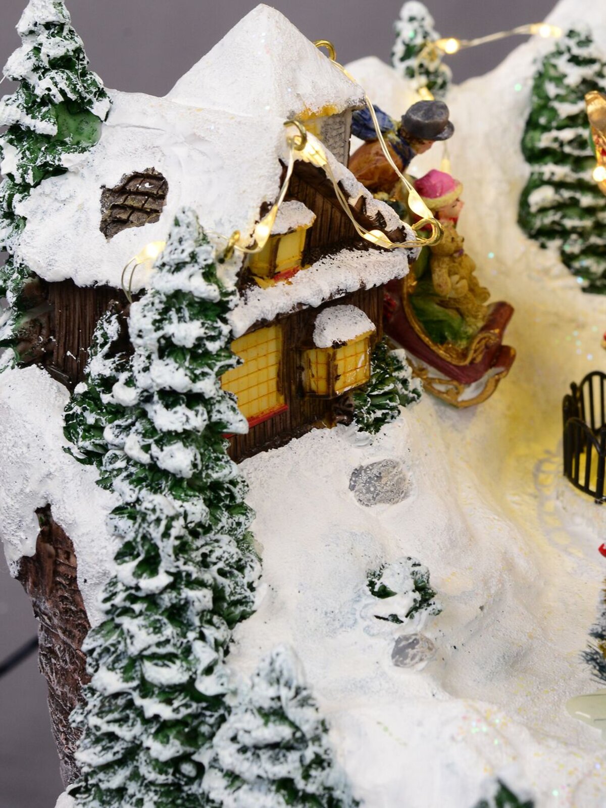 Northern Winter Christmas Village Scene With Rotating Train & Carousel - 26cm — image 8