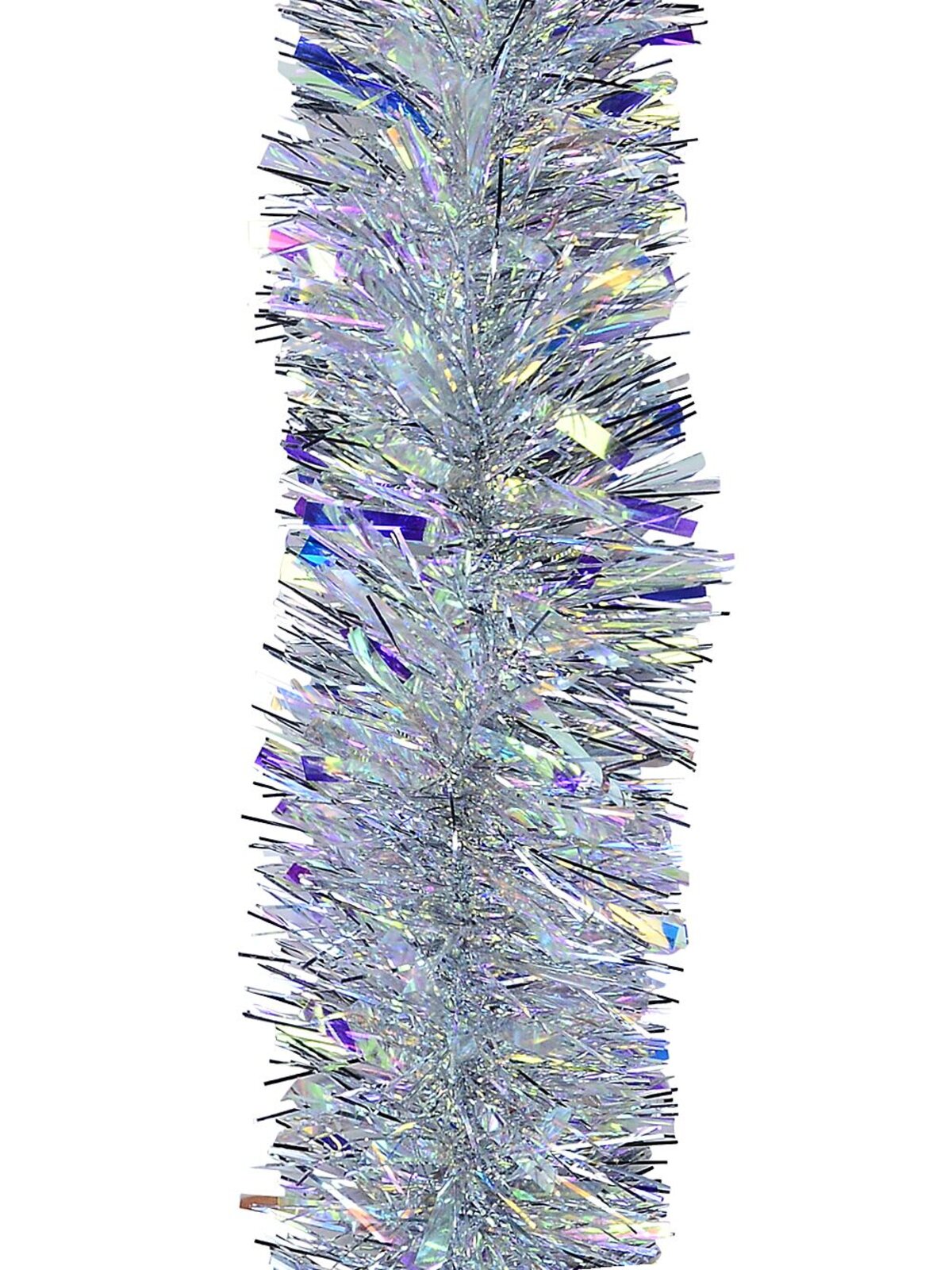 Premium 9ply Silver Iridescent Thick and Thin Fir Christmas Tinsel | 2m x 11cm — image 3