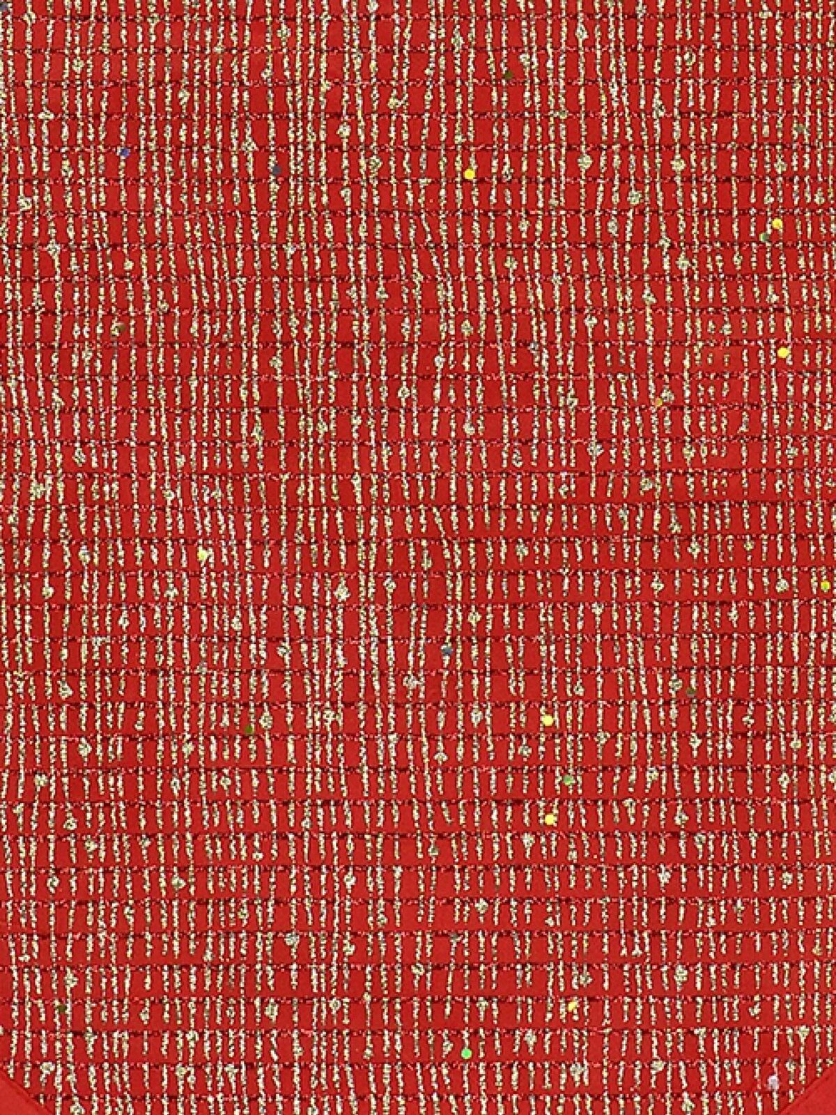 Red Christmas Table Runner With Thin Gold Line Design & Red Tassel - 1.4m — image 3