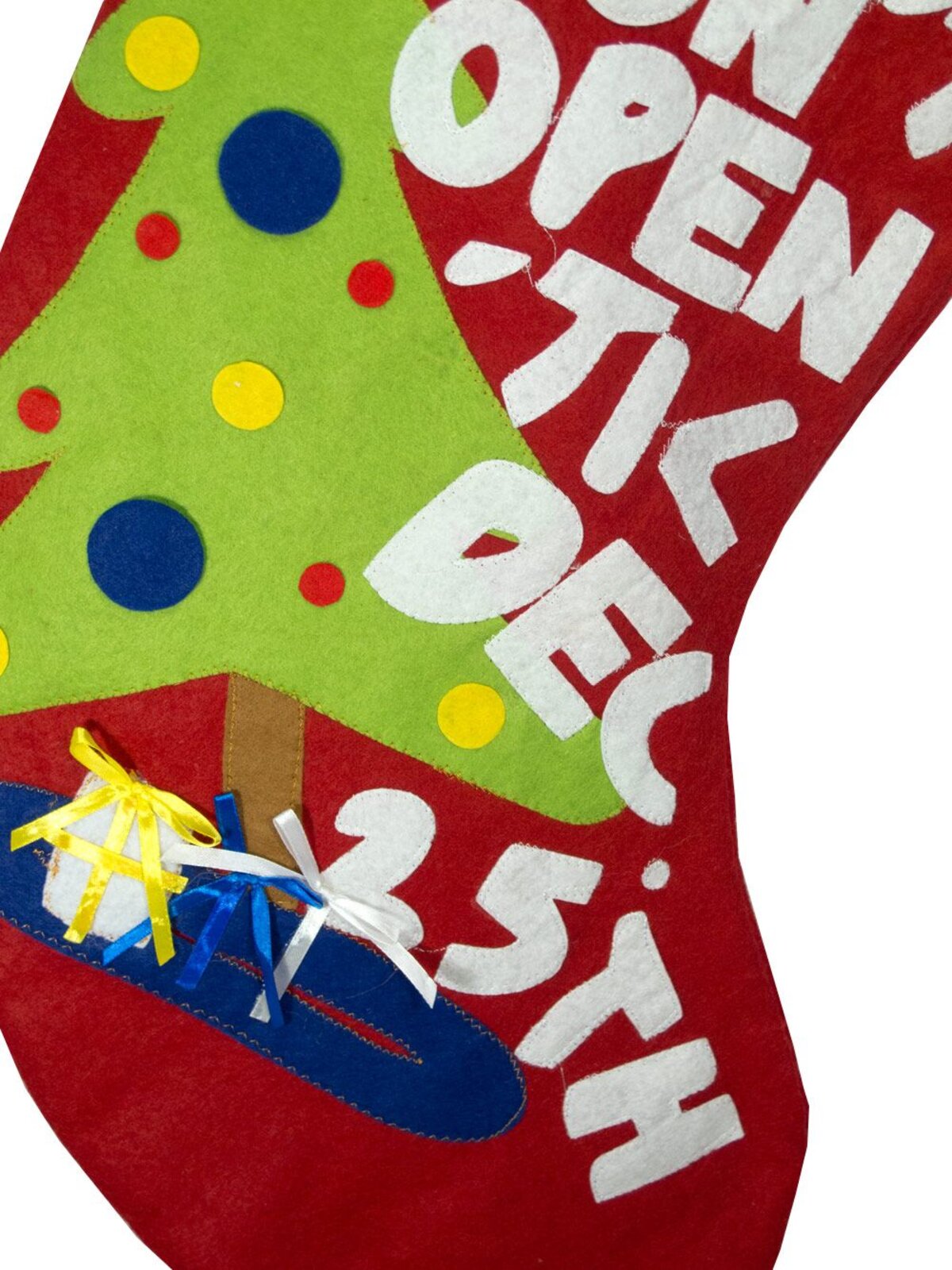 Red Felt Stocking 'Don't Open Til Dec 25th' - 70cm — image 3