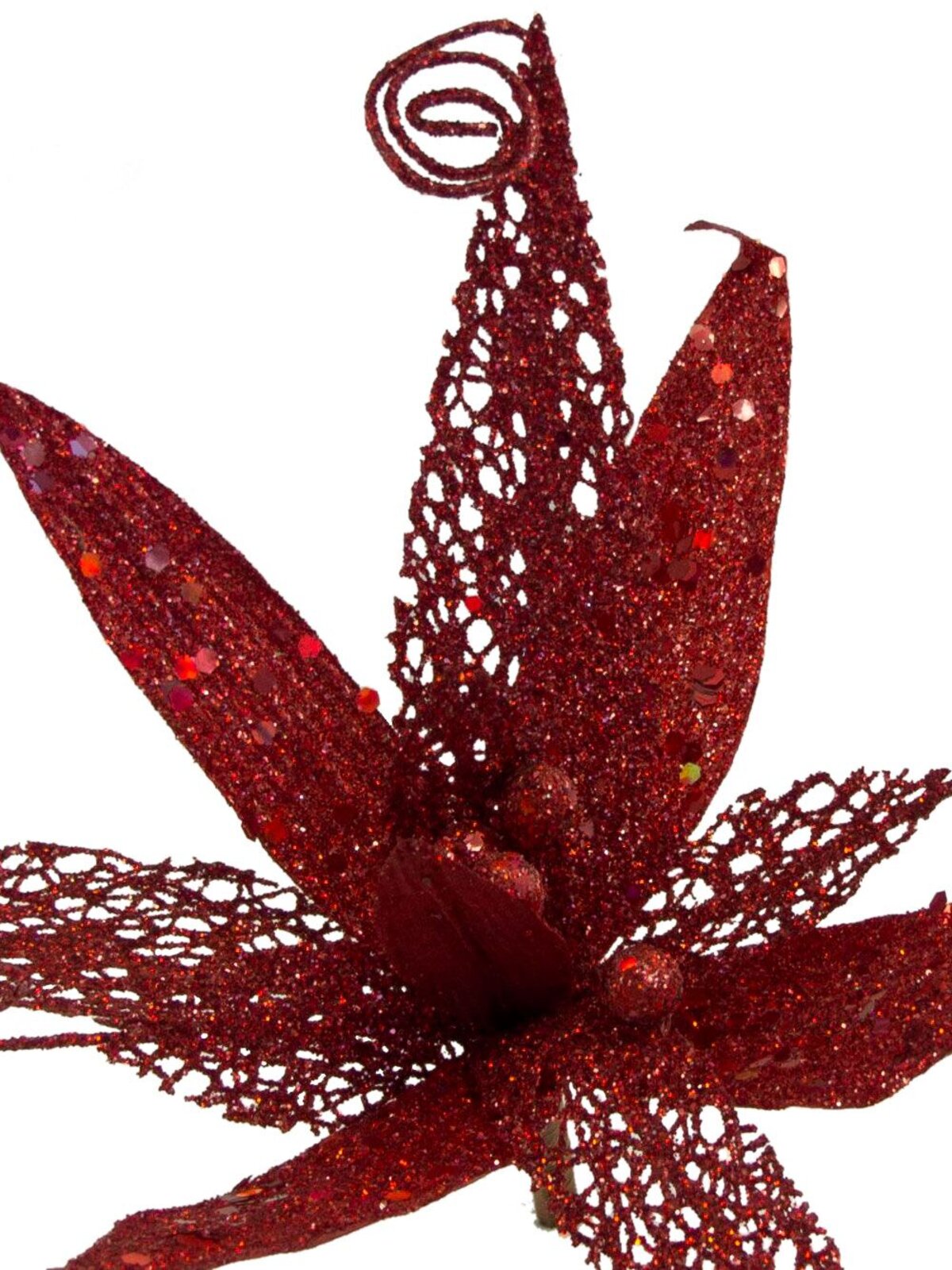 Red Sequin & Filigree Flower Decorative Pick - 27cm — image 4