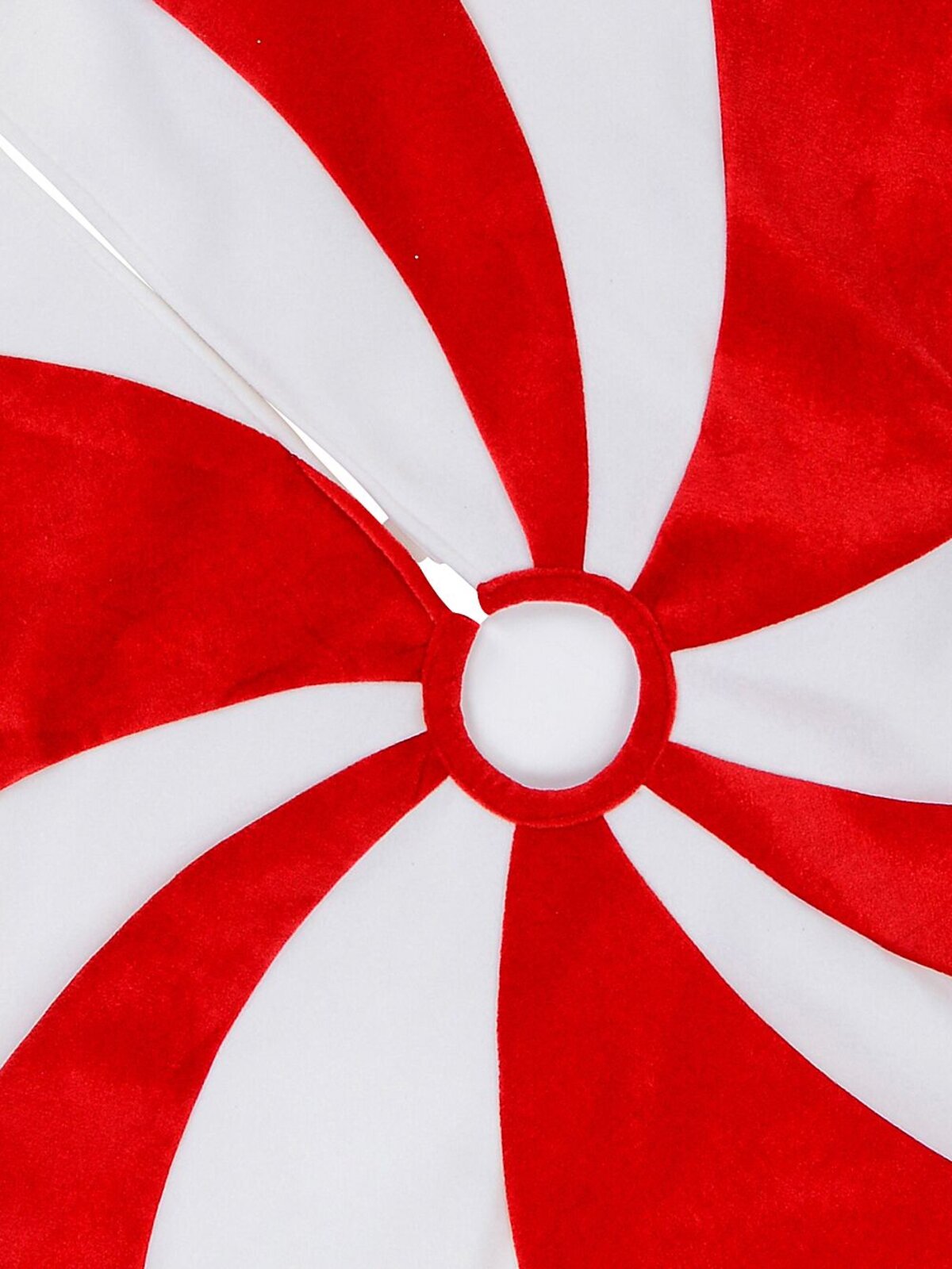 Red & White Candy Swirl Pattern Christmas Tree Skirt - 1.2m — image 2
