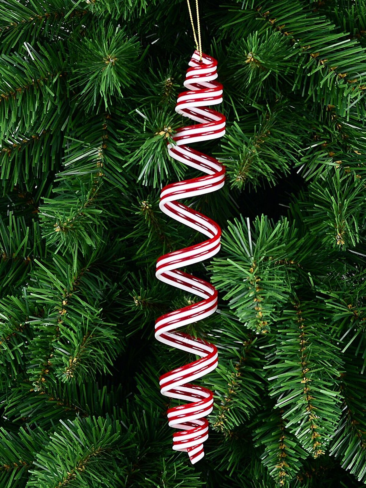 Red & White Spiral Ribbon Candy Whimsical Statement Ornament | 28cm — image 2