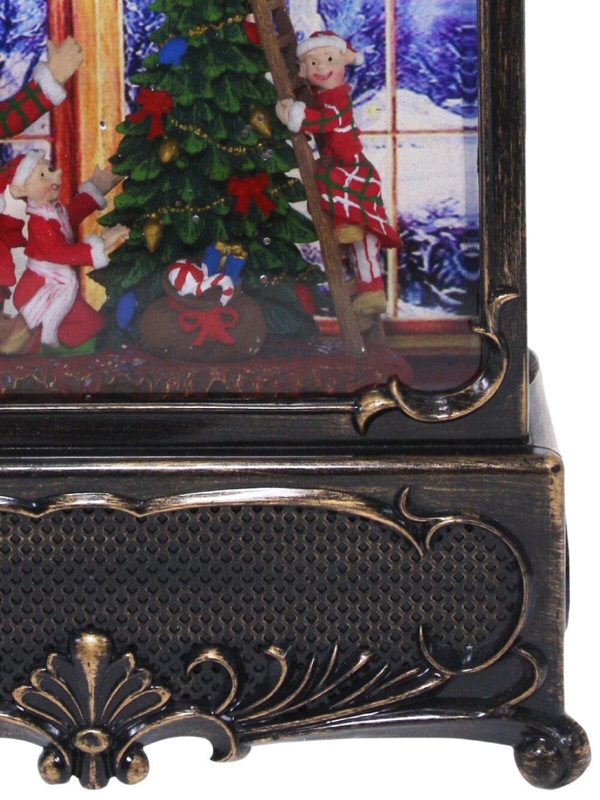 Santa At Home Scene Christmas Wood Stove Look Musical Snow Globe - 27cm — image 4