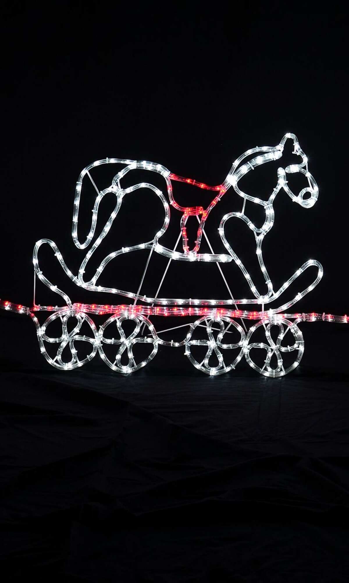 Santa Driving A Steam Train With Toys LED Rope Light Silhouette - 3.2m