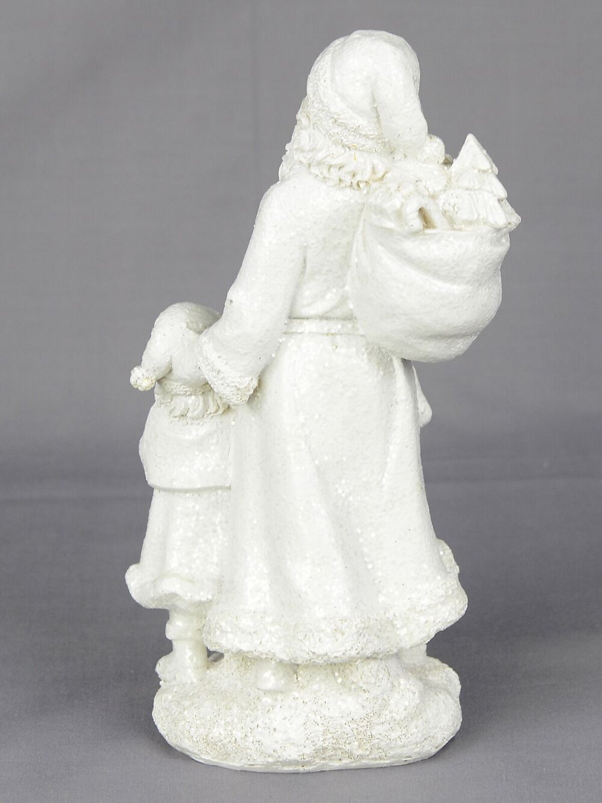 Santa In Winter White Suit With Child Standing Christmas Ornament - 23cm