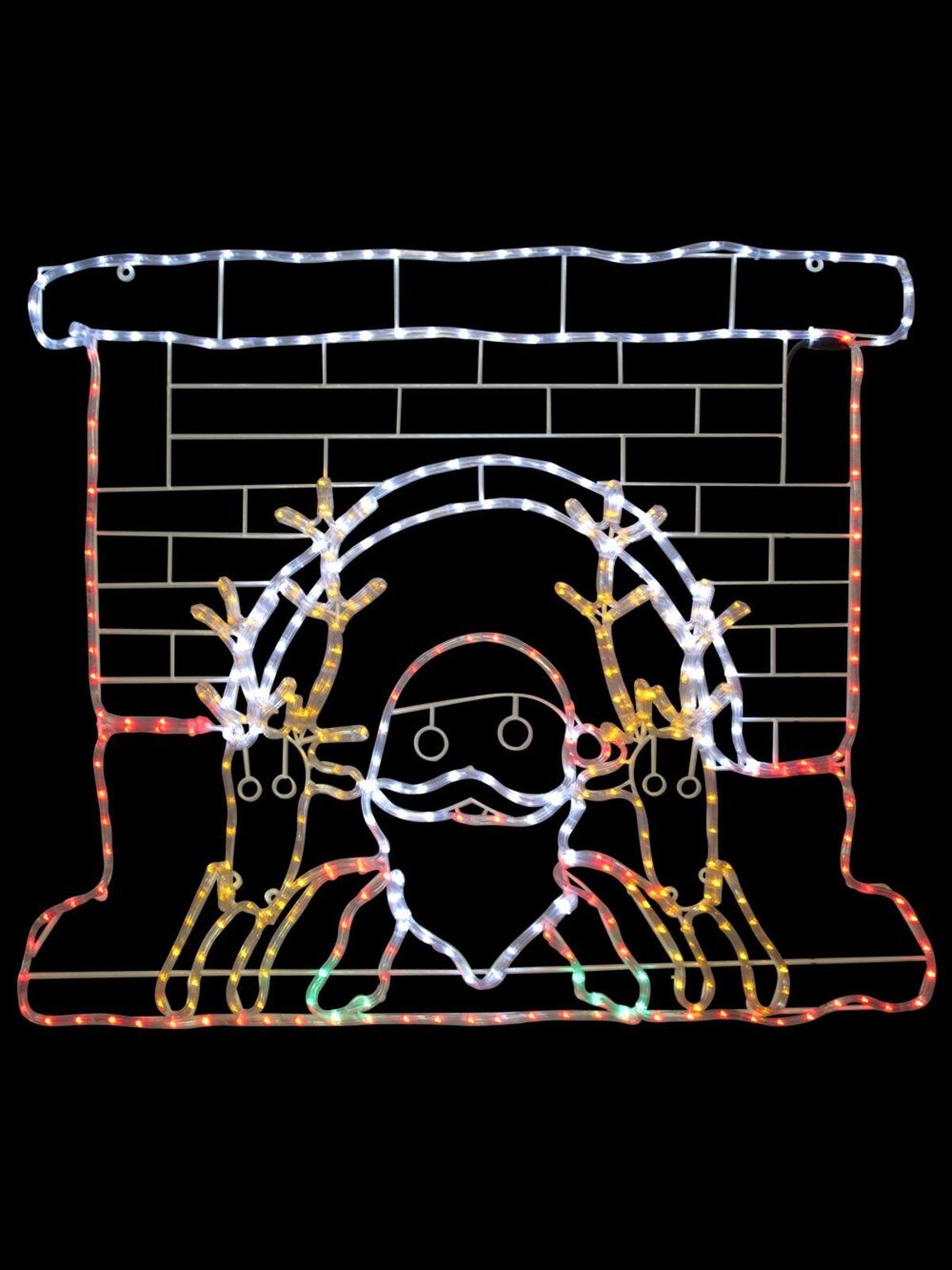 Santa & Reindeer In Fireplace LED Rope Light Silhouette - 1.2m — image 3