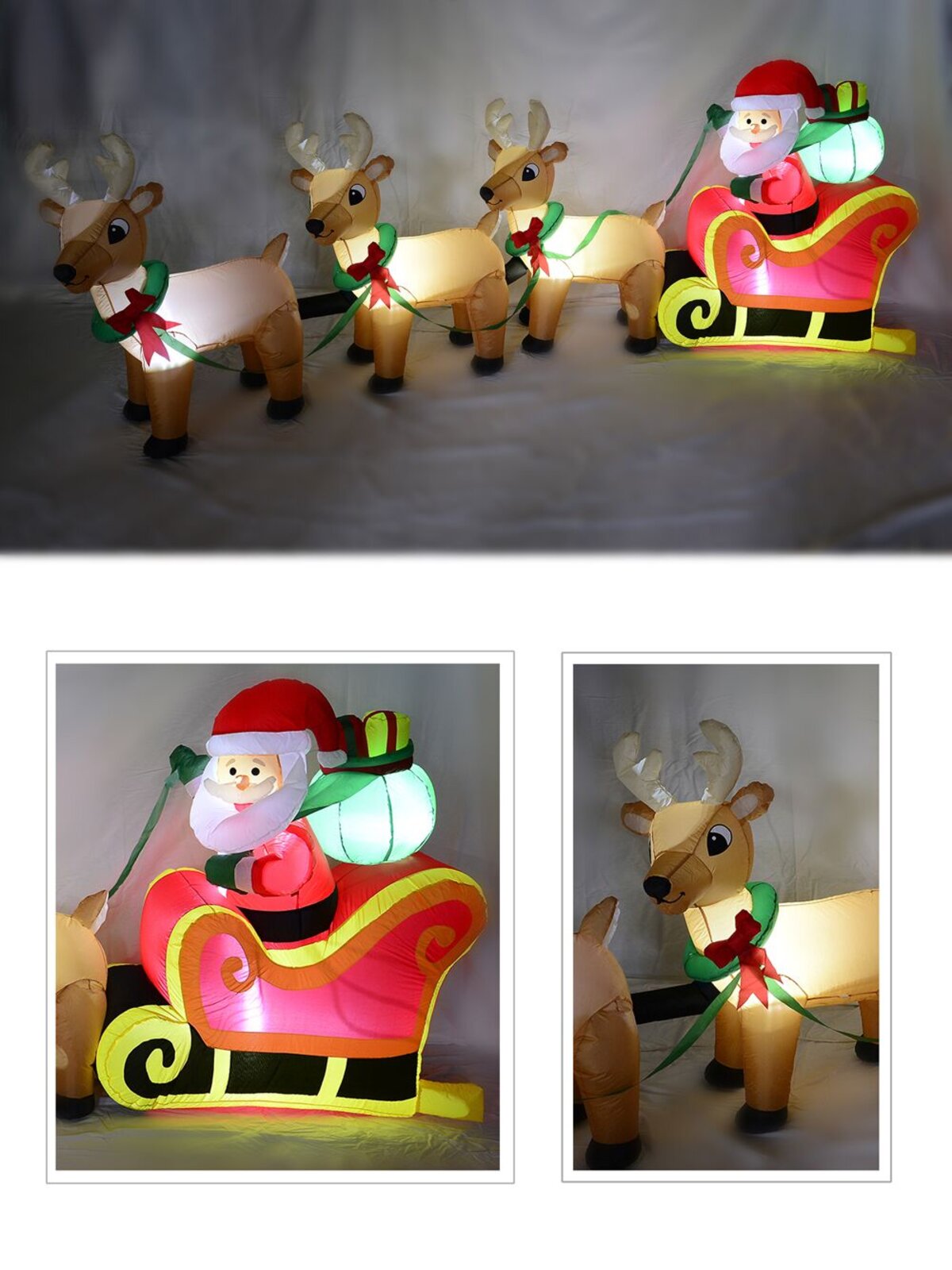 Santa & Reindeer Sleigh Illuminated Christmas Inflatable Display - 3.4m — image 5