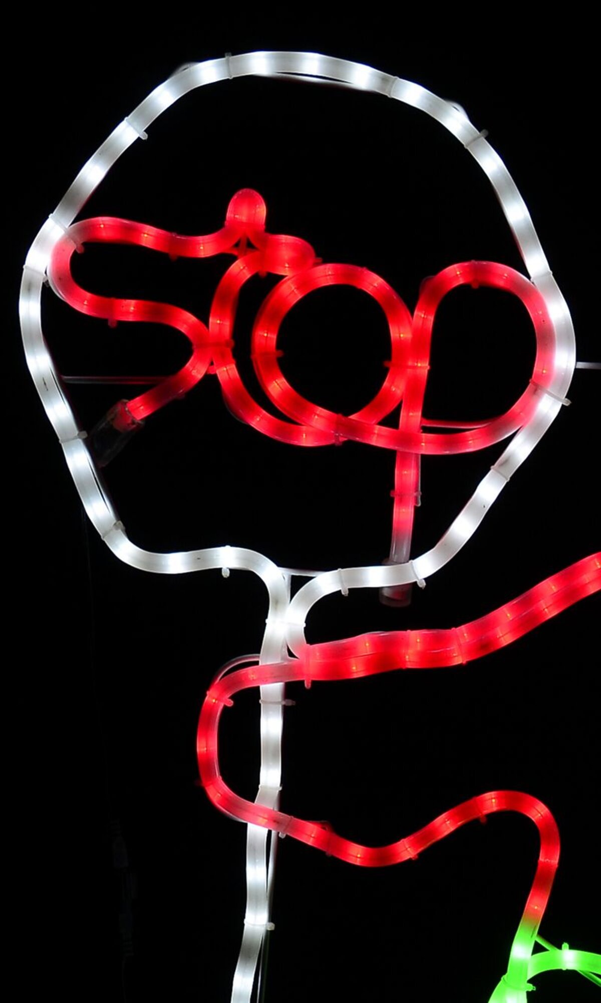 Santa With Stop Sign LED Rope Light Silhouette - 90cm
