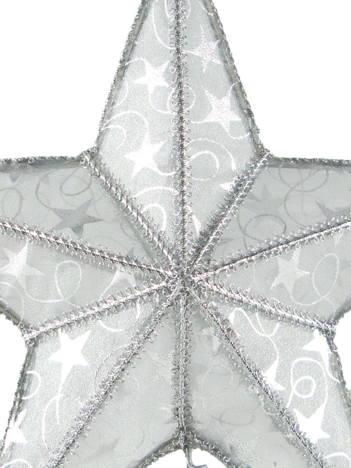 Silver Organza 3D Tree Top Star Decoration - 25cm