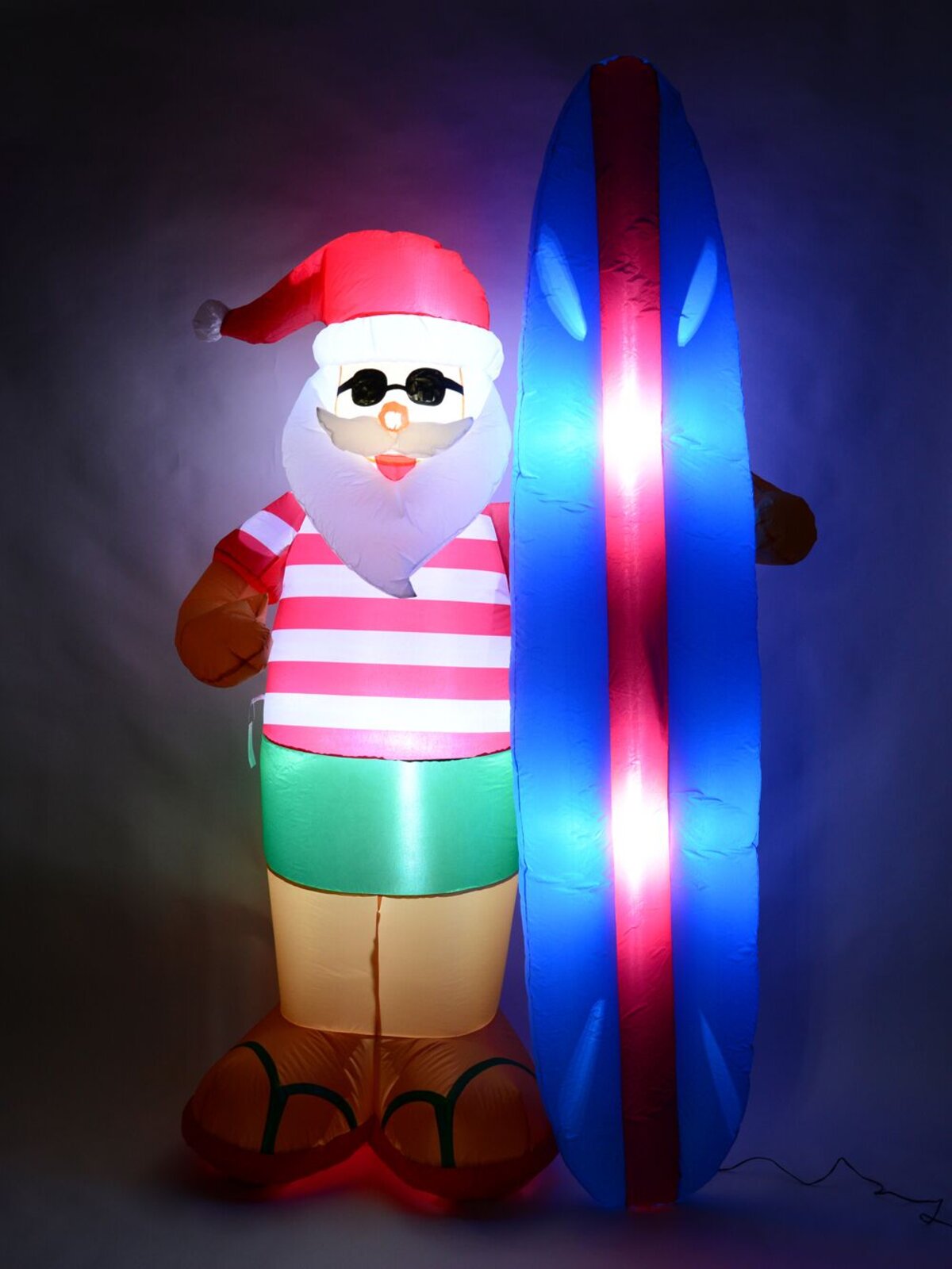 Summer Santa & Surfboard Illuminated Christmas Inflatable Display - 2.1m