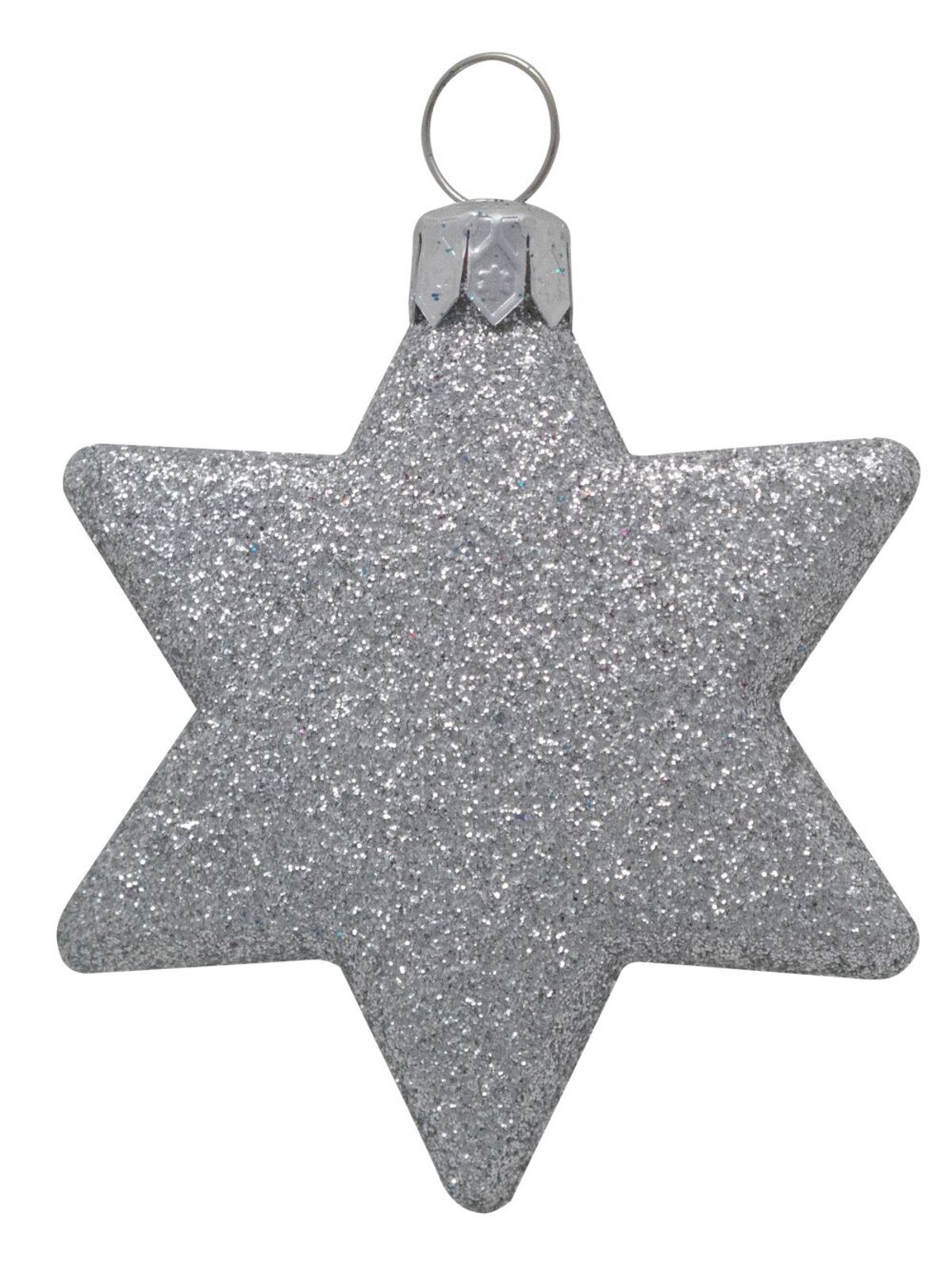 Turquoise, Silver & Blue Glittered Star Decorations- 8 x 65mm — image 3