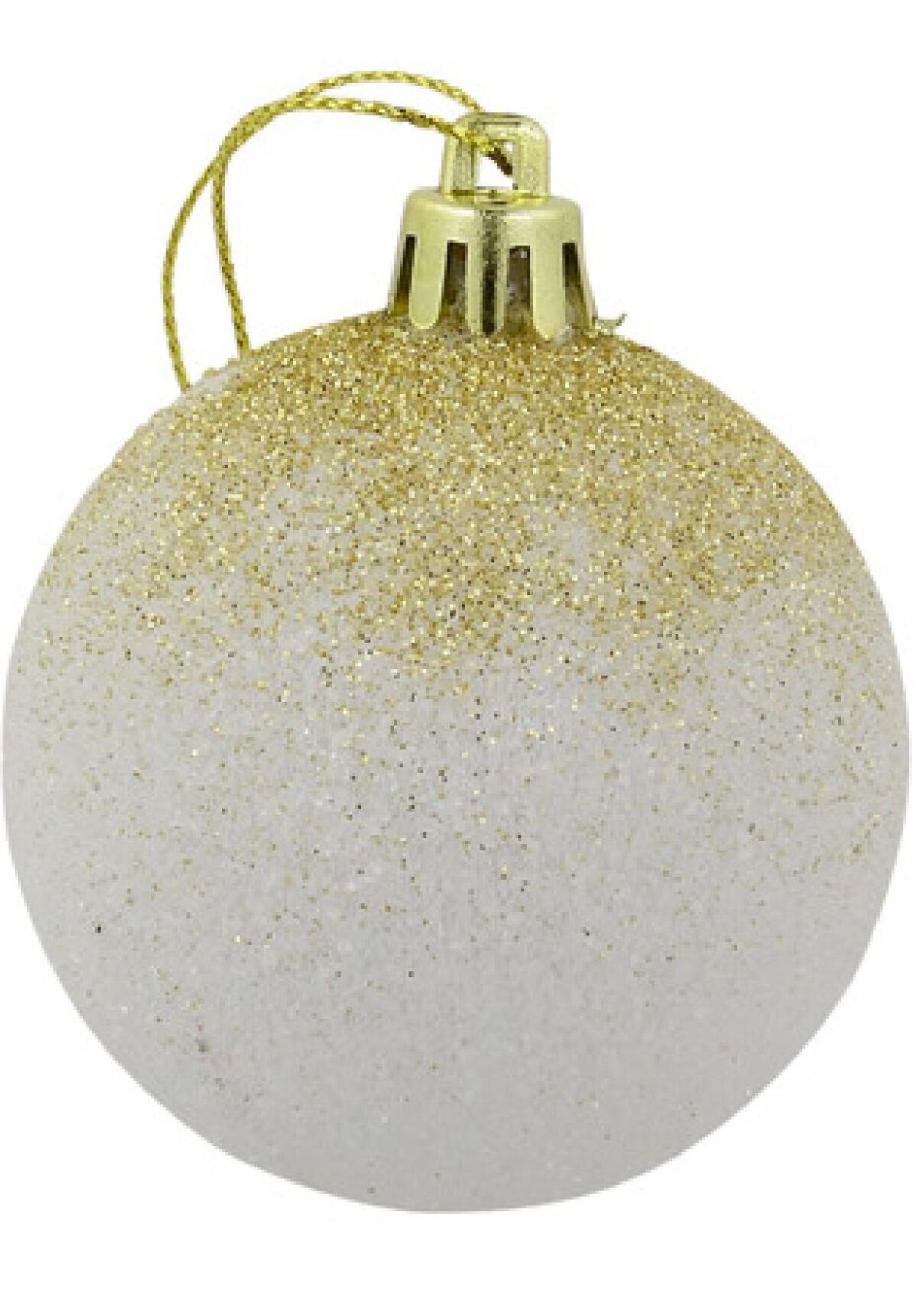 White With Gold Glitter Cascading Baubles - 6 x 60mm — image 3