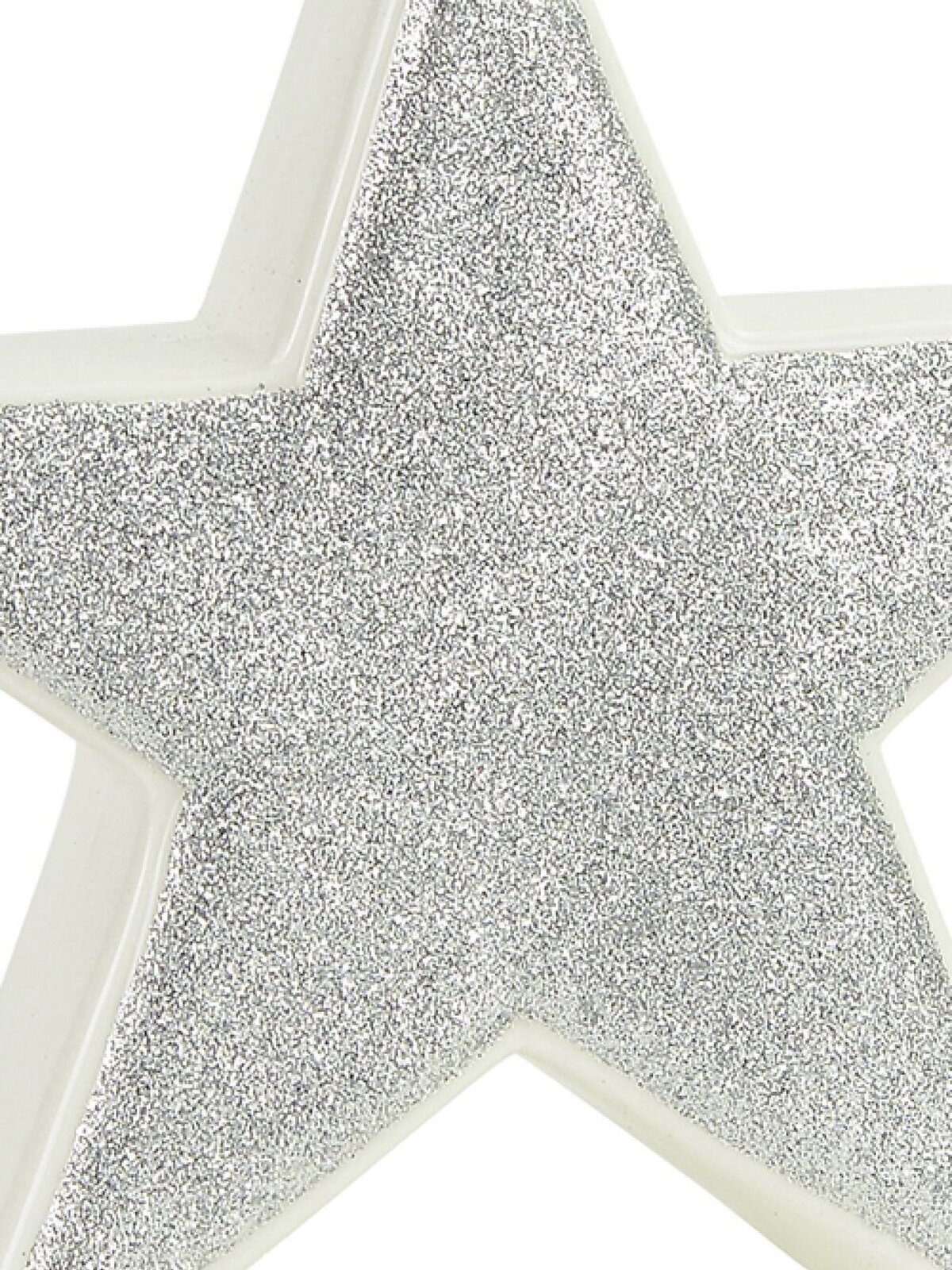 White With Silver Glitter Free Standing Star Ceramic Christmas Ornament - 14cm — image 4