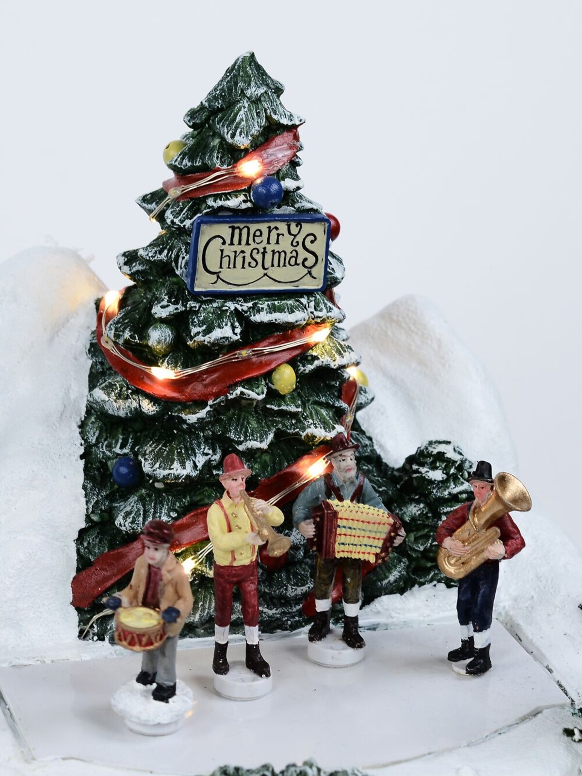 Winter Pond Fun Christmas Village Scene With Church, Carousel & Band - 60cm — image 9