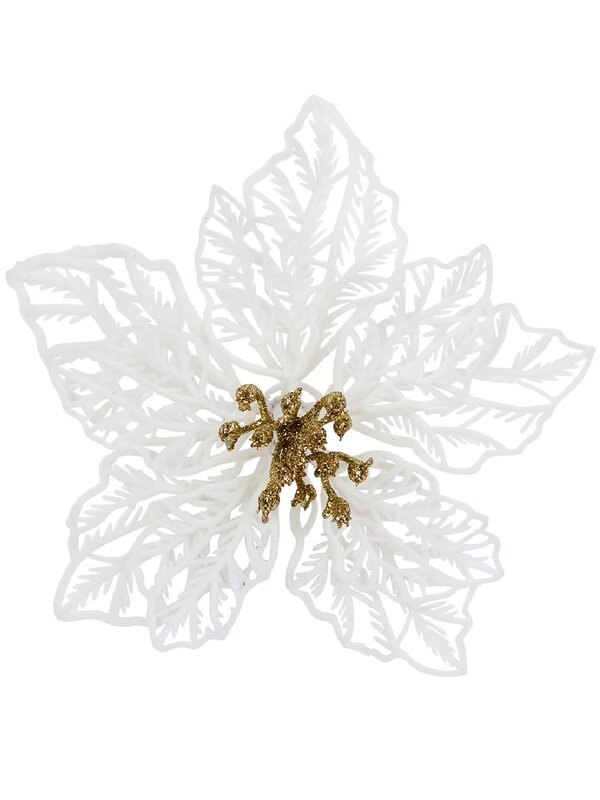 White Bract Vein Silhouette Poinsettia Christmas Tree Clip Pick | 17cm — image 3
