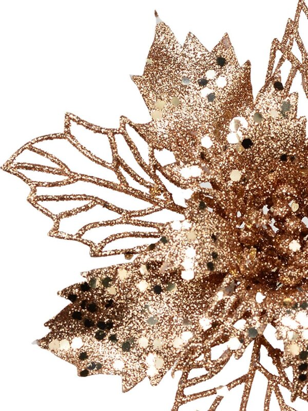 Bronze Poinsettia Bract & Leaf Christmas Tree Clip Pick | 18cm — image 4